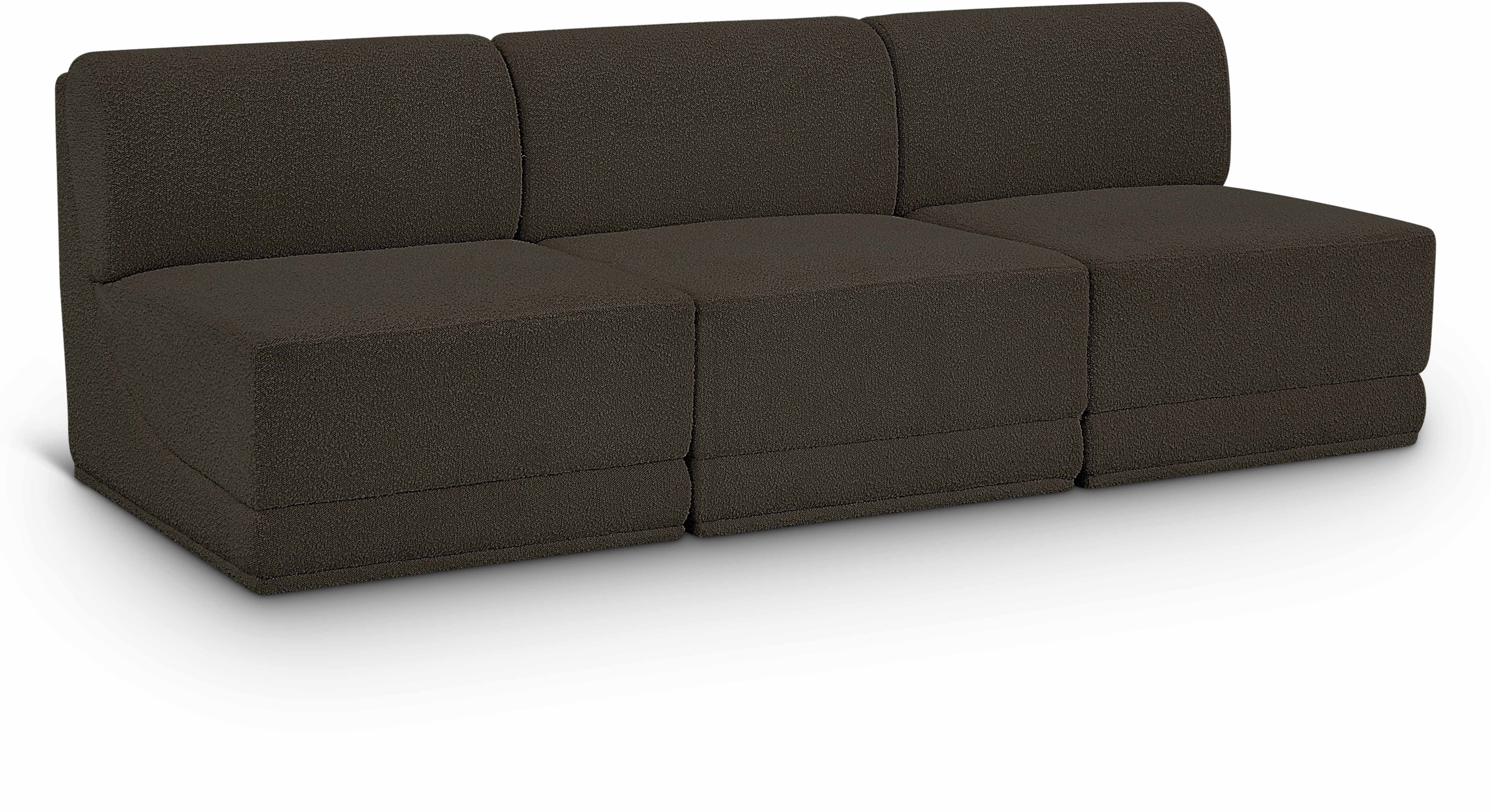 Ollie - 3 Seat Armless Modular Sofa - Brown