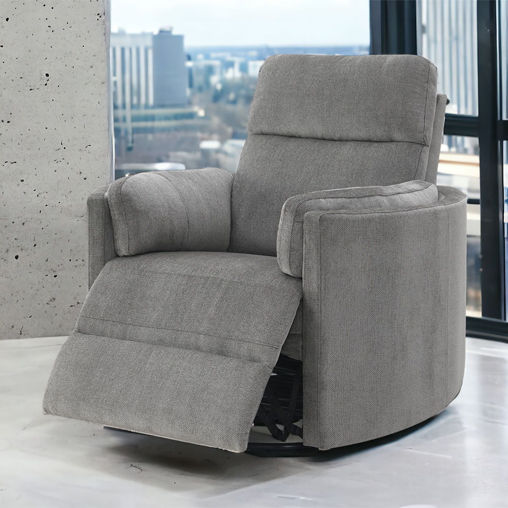 Sagen - Recliner With Swivel & Glider - Charcoal Chenille, dark gray, view 7
