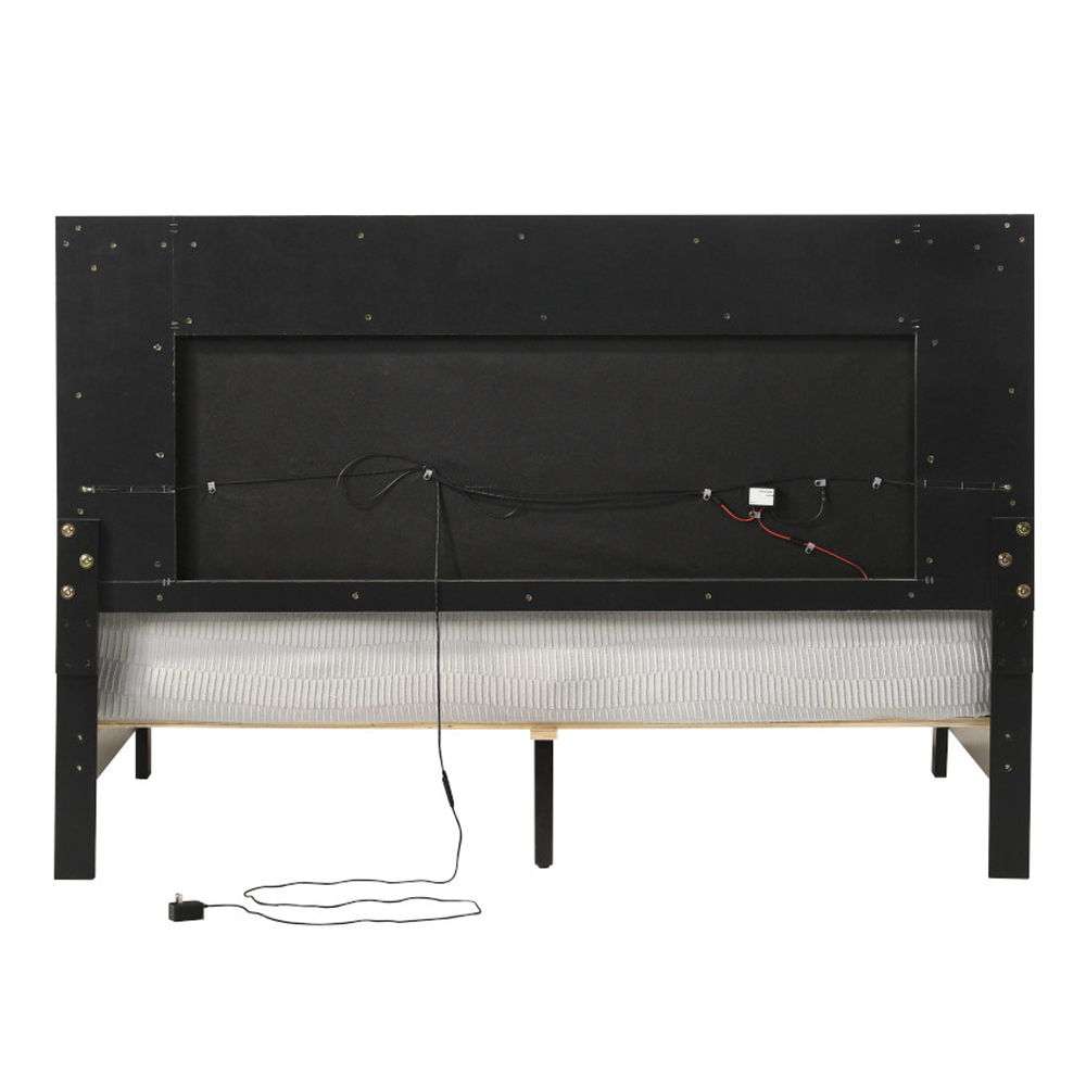 Casilda - Queen Bed With LED - Gray Synthetic Leather & White, white, view 3