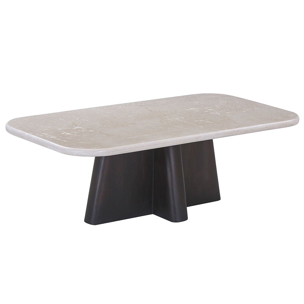 Jacory - Coffee Table With Bottocino Marble Top - Espresso, dark brown