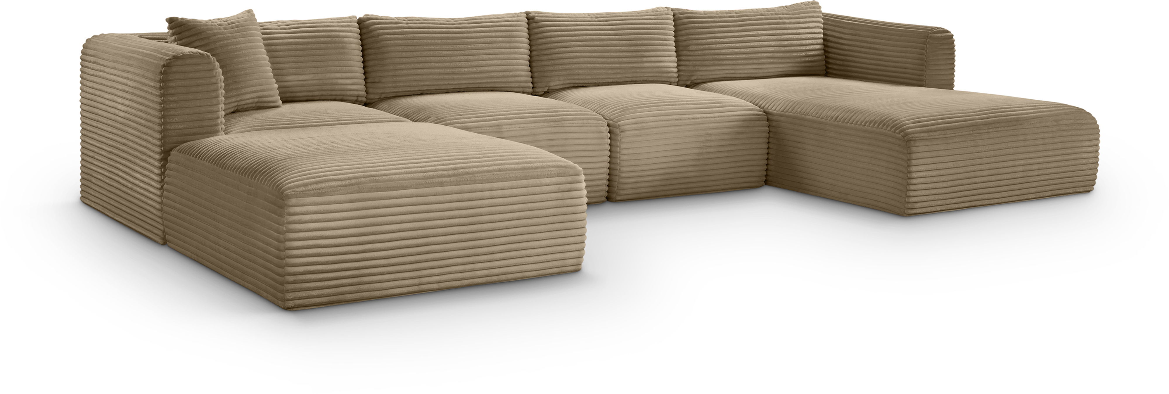Shaggy - 5 Piece Modular Sectional With Chaise And Ottoman - Taupe