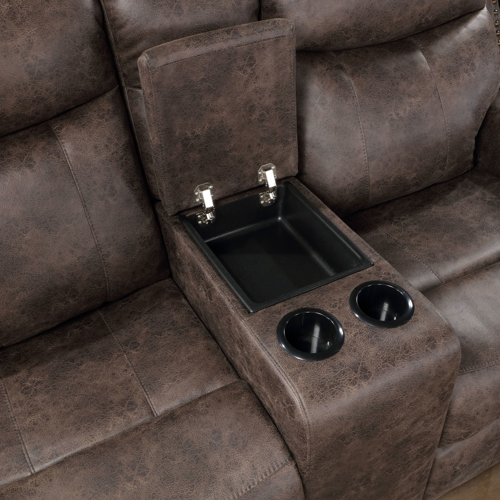 Quade - Console Loveseat With Dual Recliners - Mocha, dark brown, view 6