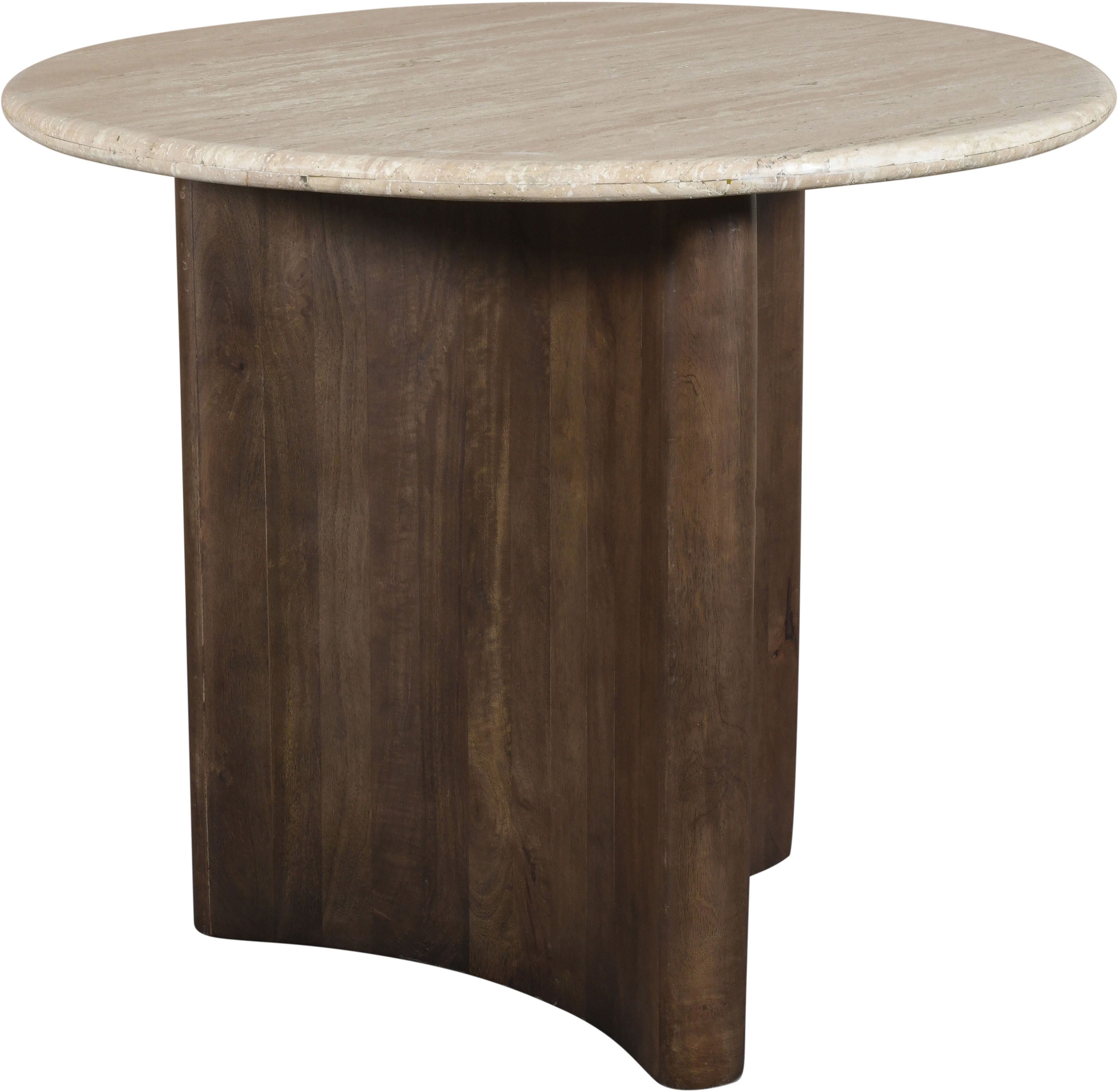 Pietra - 36" Travertine And Mango Wood Dining Table - Brown / Beige