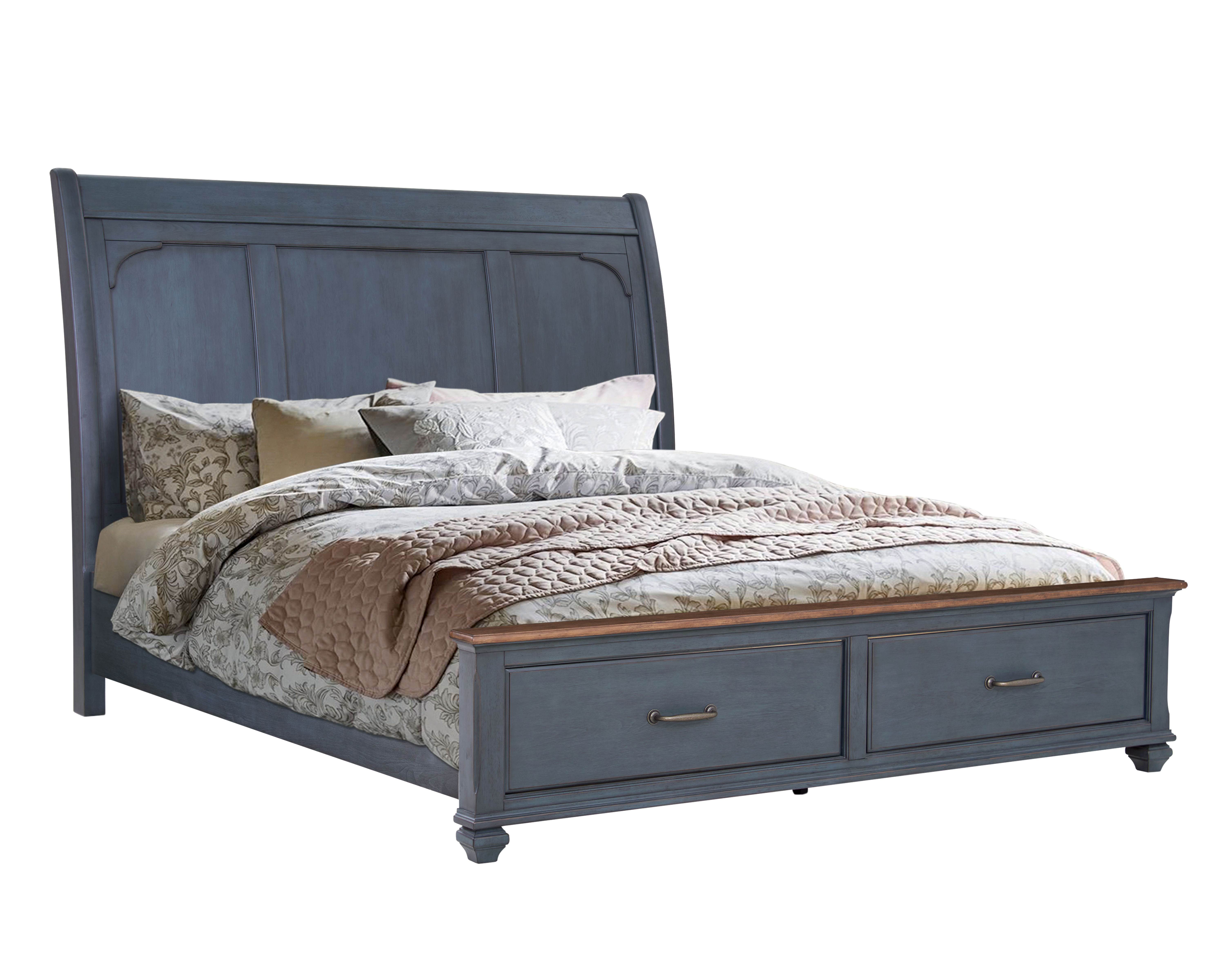 Americana - King Sleigh Bed - Corduroy Blue Image