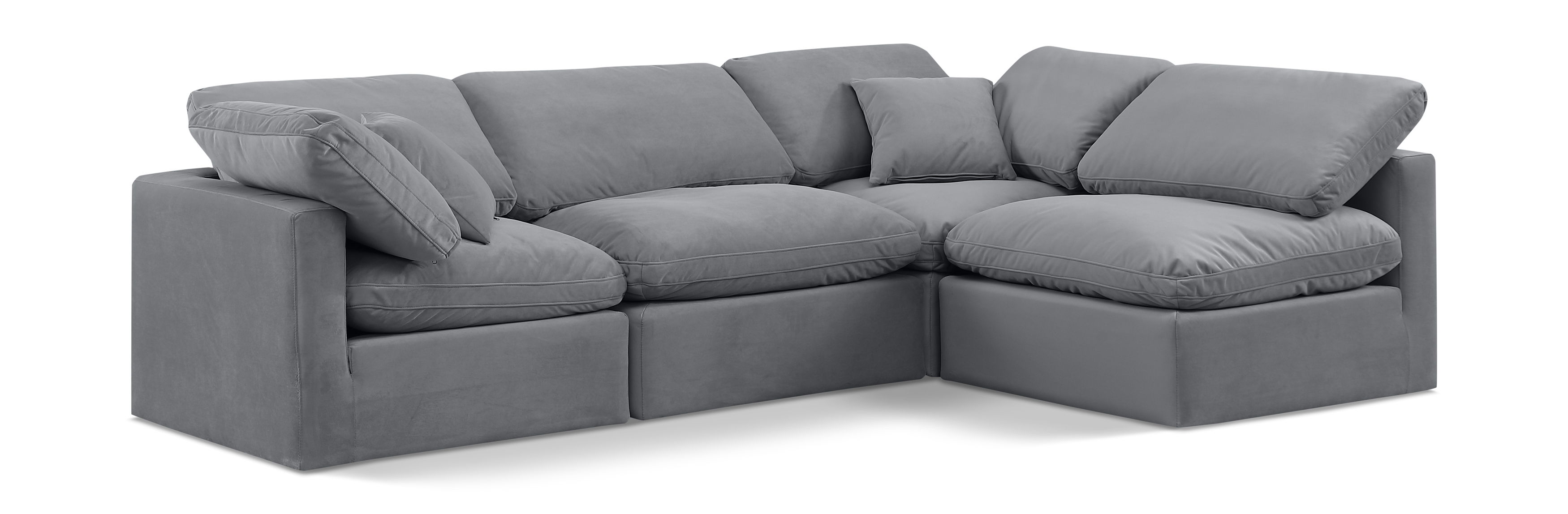 Indulge - Velvet 4 Piece Modular Sectional - Gray