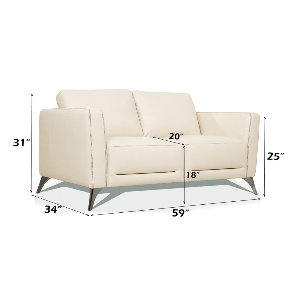 Malaga - Loveseat - Cream Leather, beige, view 3