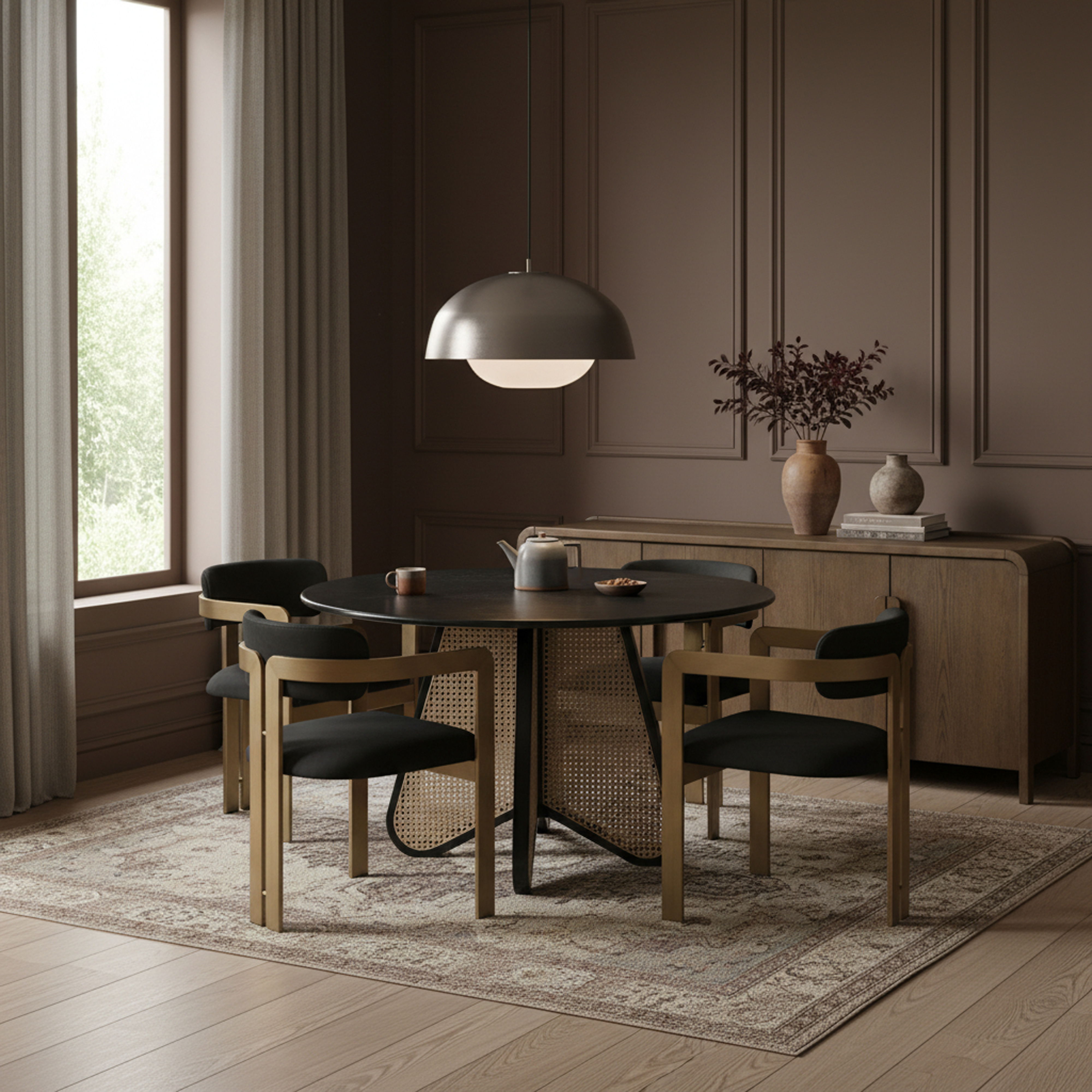 Aurum - Vegan Leather Upholstered Dining Chair (Set of 2) - Black / Brushed Brass