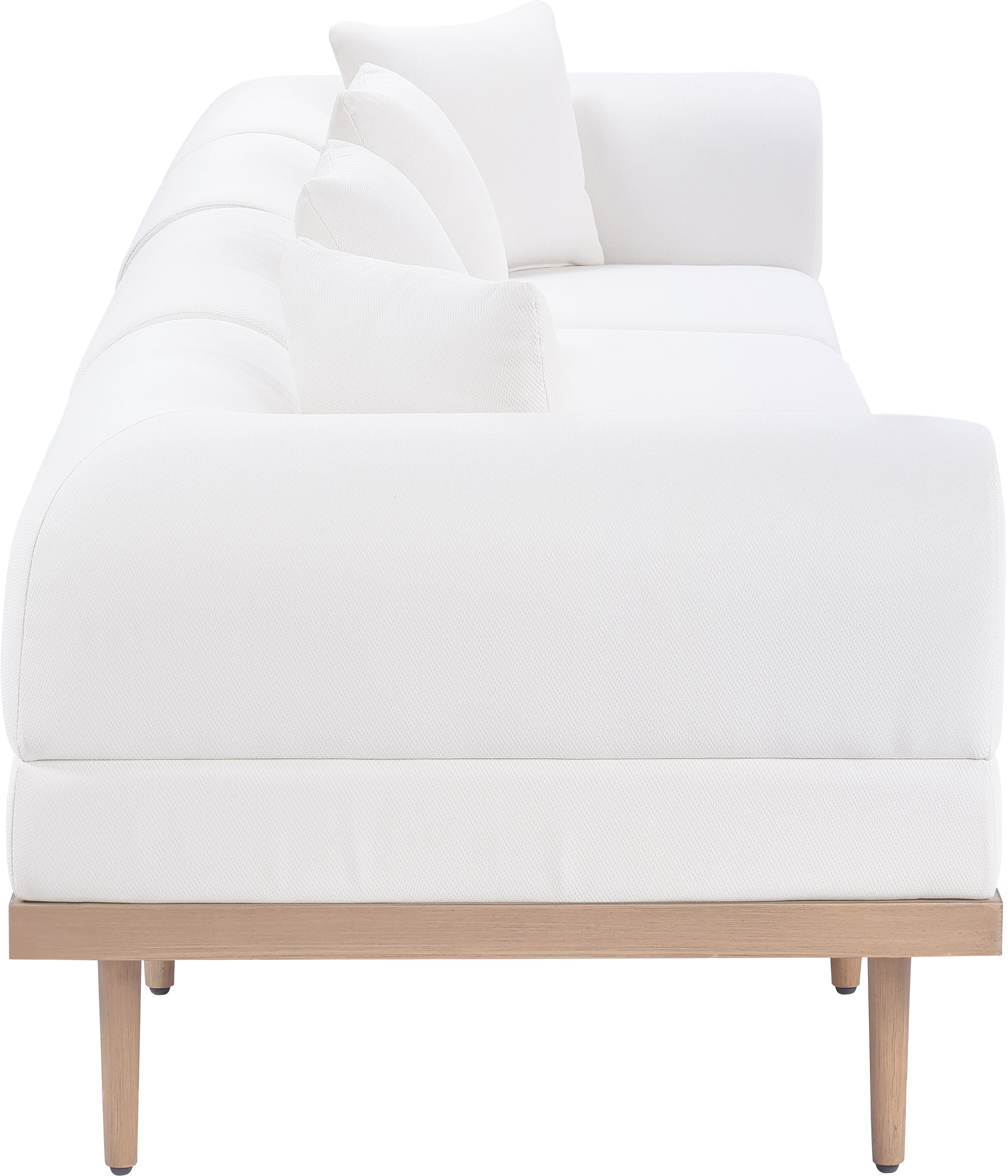 Laguna - 4 Piece Resilient Water Resistant Fabric 142" Upholstered Outdoor Patio Modular Sofa - Cream