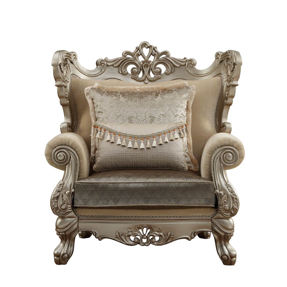 Ranita - Chair With 2 Pillows - Fabric & Champagne, beige, view 2