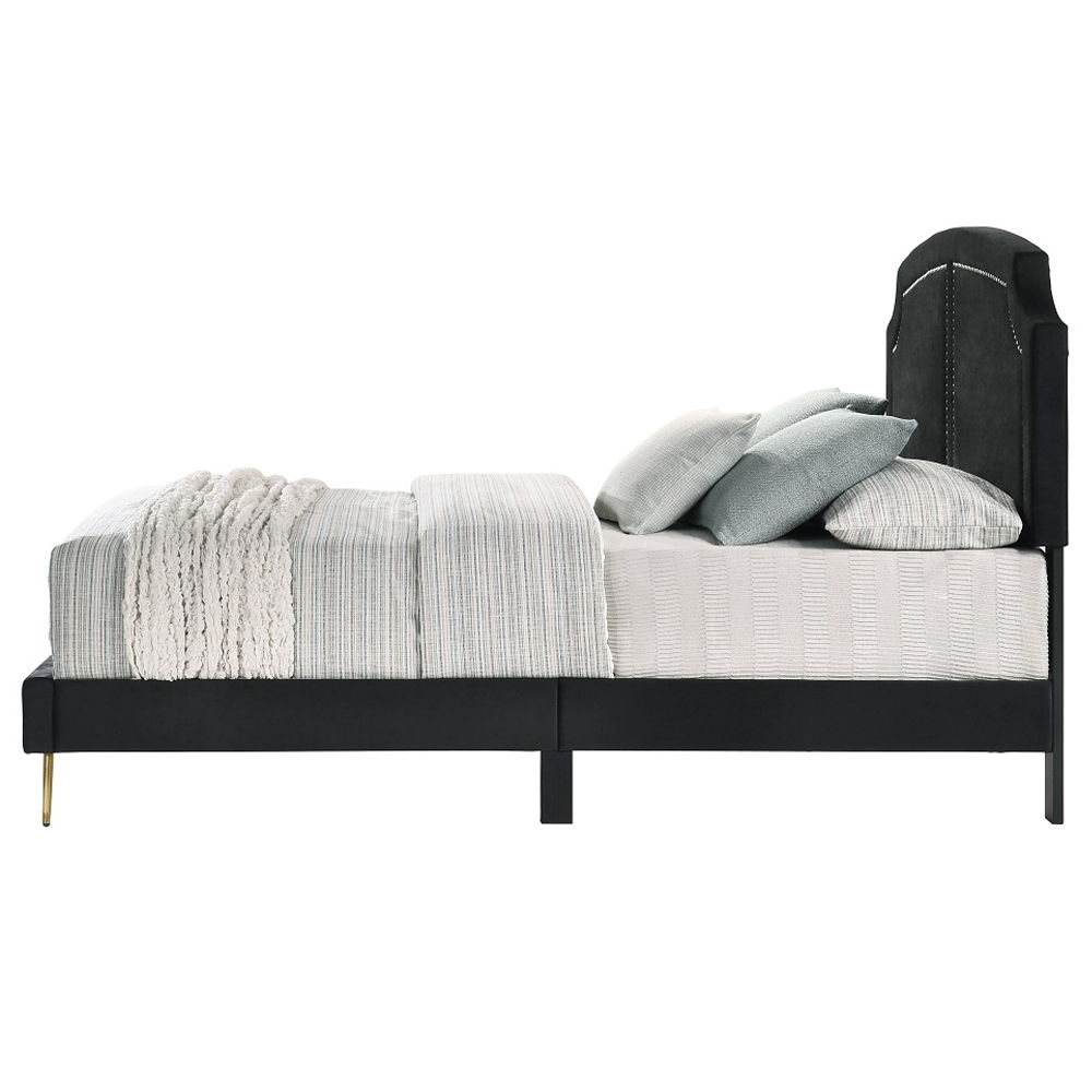 Zeena - Eastern King Bed - Black Velvet, black, view 3