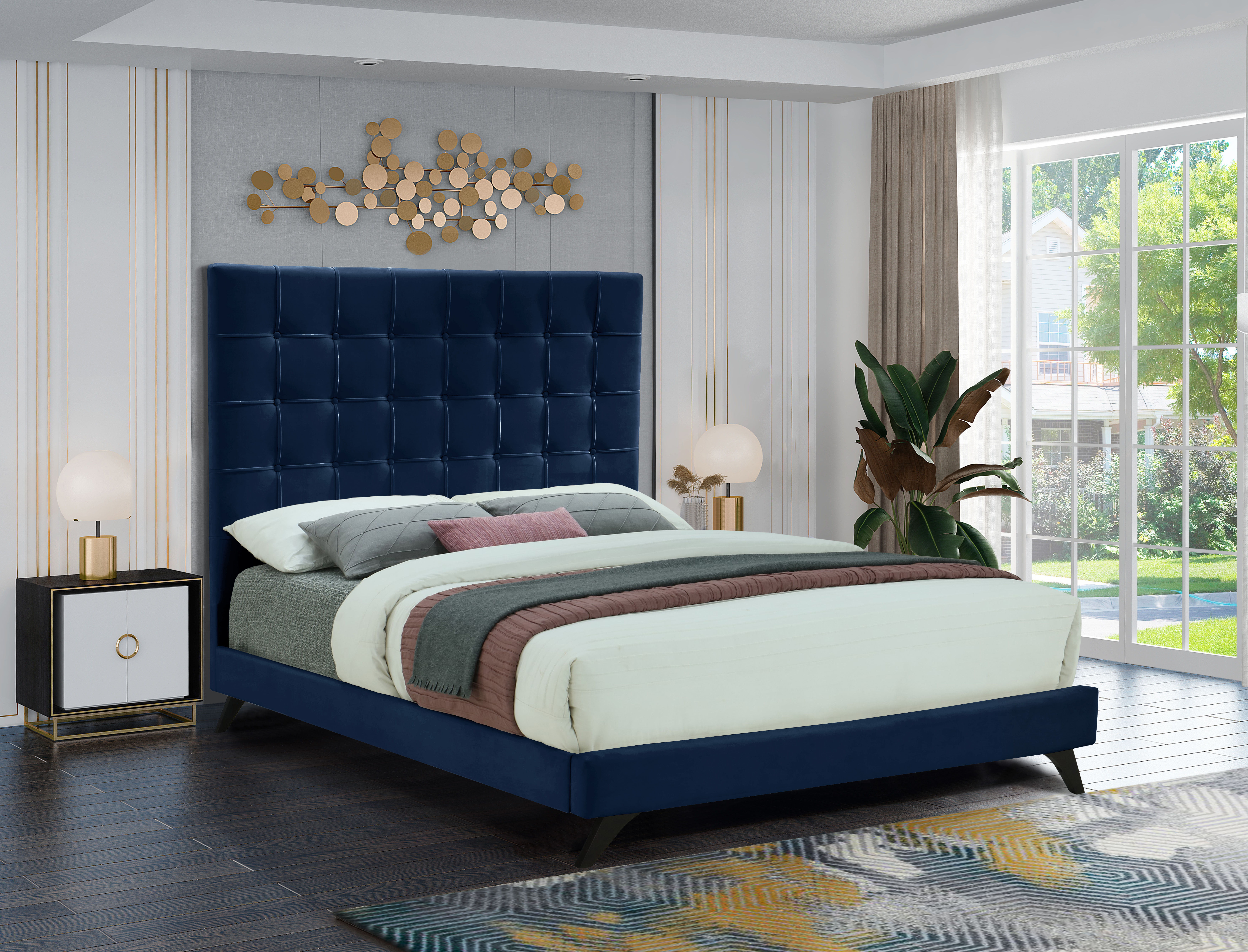 Elly - King Bed - Navy