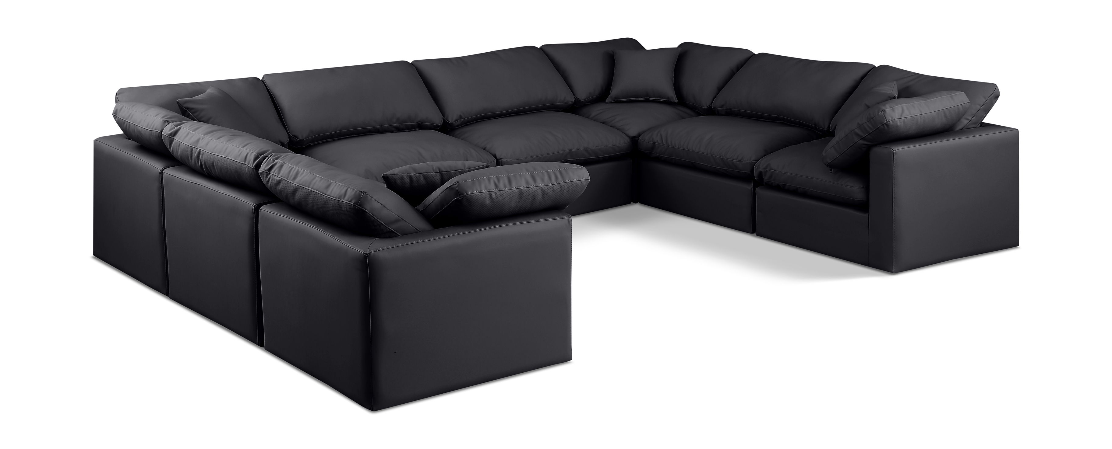 Indulge - Faux Leather 8 Piece Modular Sectional - Black