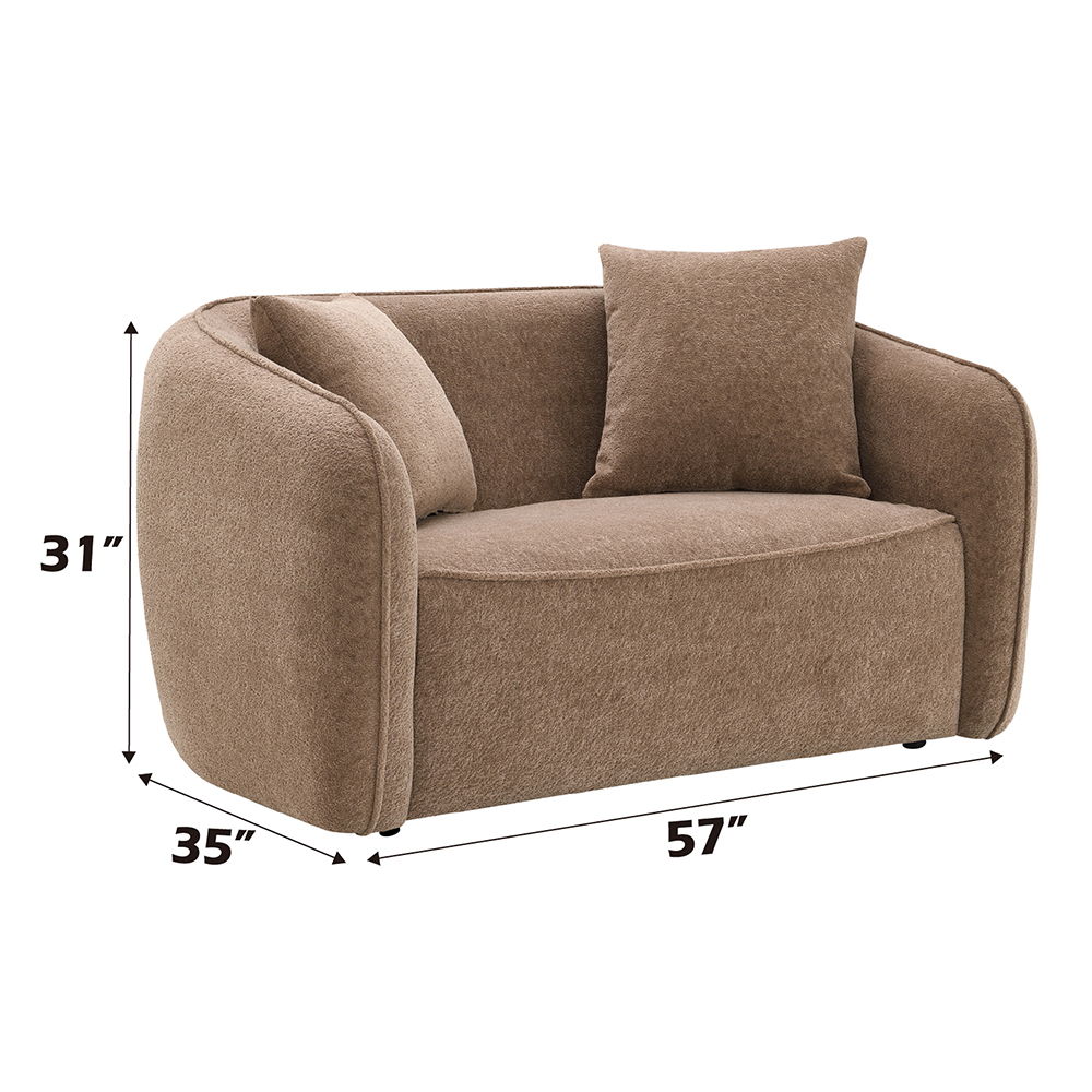 Keith - Loveseat With 2 Pillows - Brown Chenille, light brown, view 6