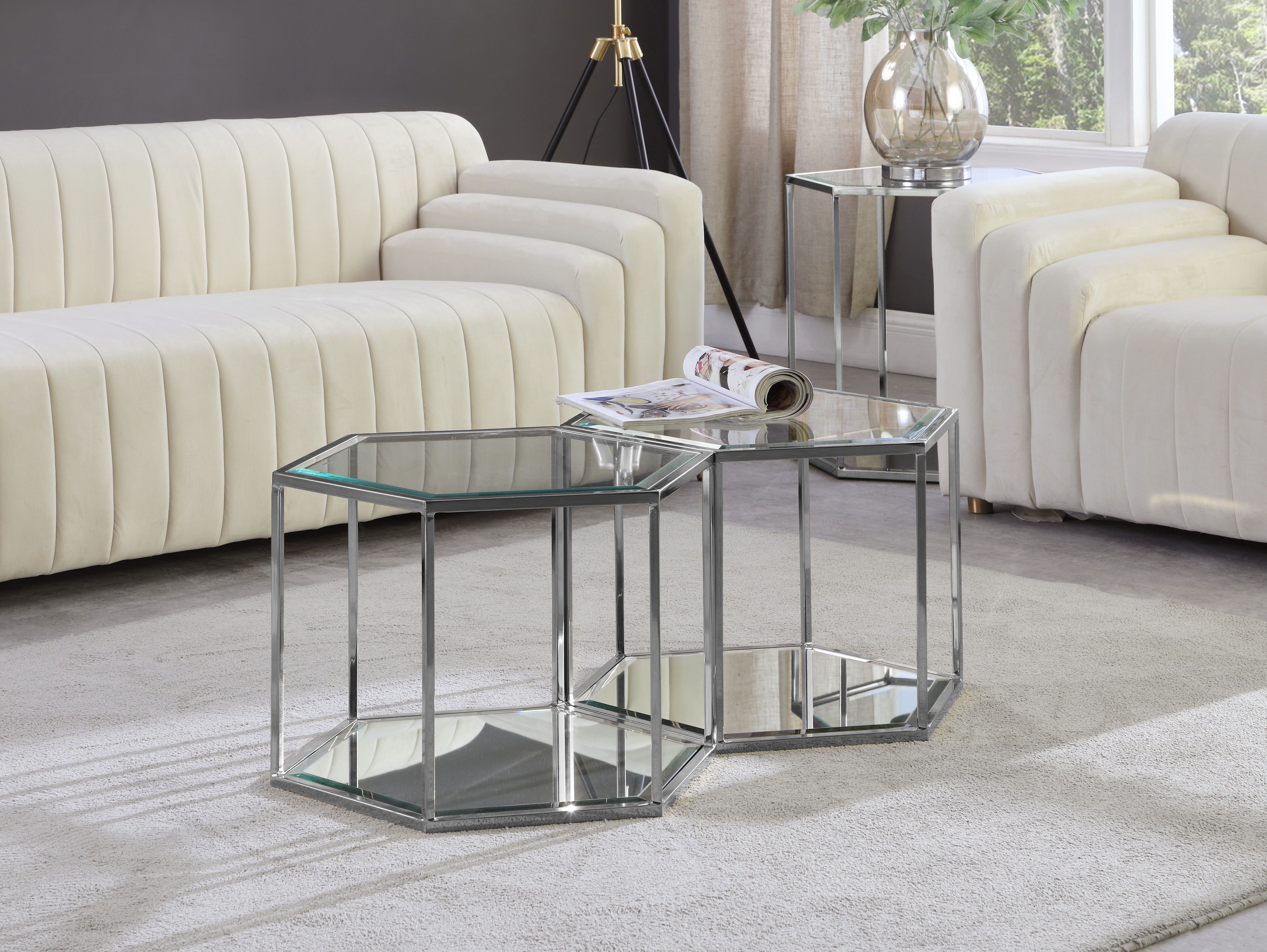 Sei - Coffee Table 2 Piece - Pearl Silver