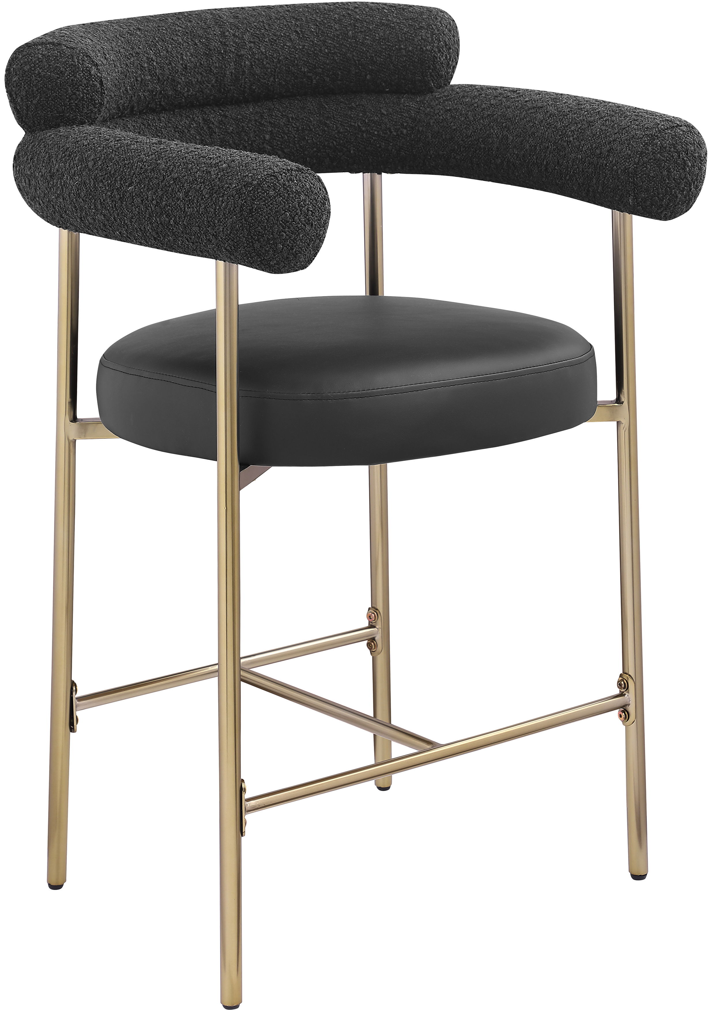 Blake - Faux Leather Counter Stool With Bronze Legs (Set of 2) - Black