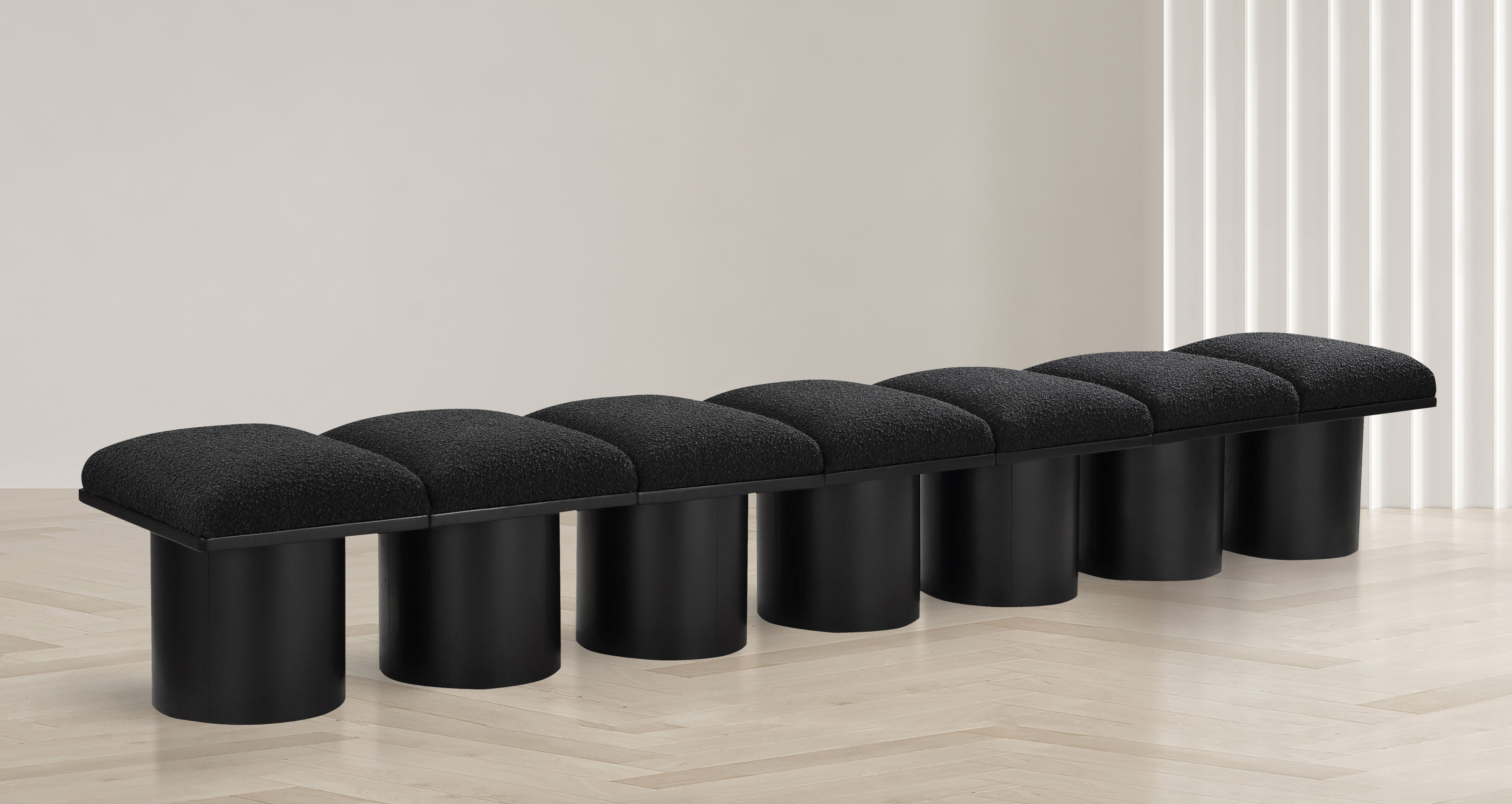Pavilion - 108.5" 7 Piece Modular Bench With Black Base - Black