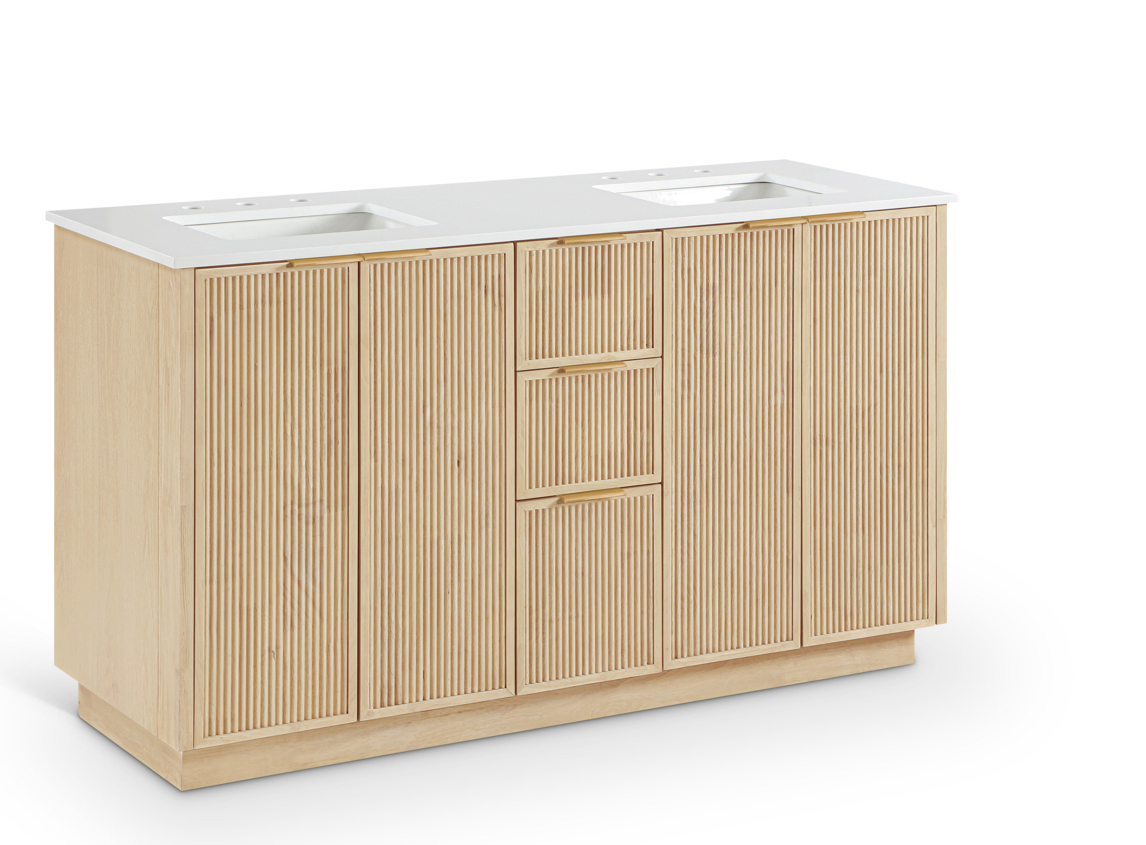 Willard - Engineered Stone And Solid Wood 60" Bathroom Vanity - Natural