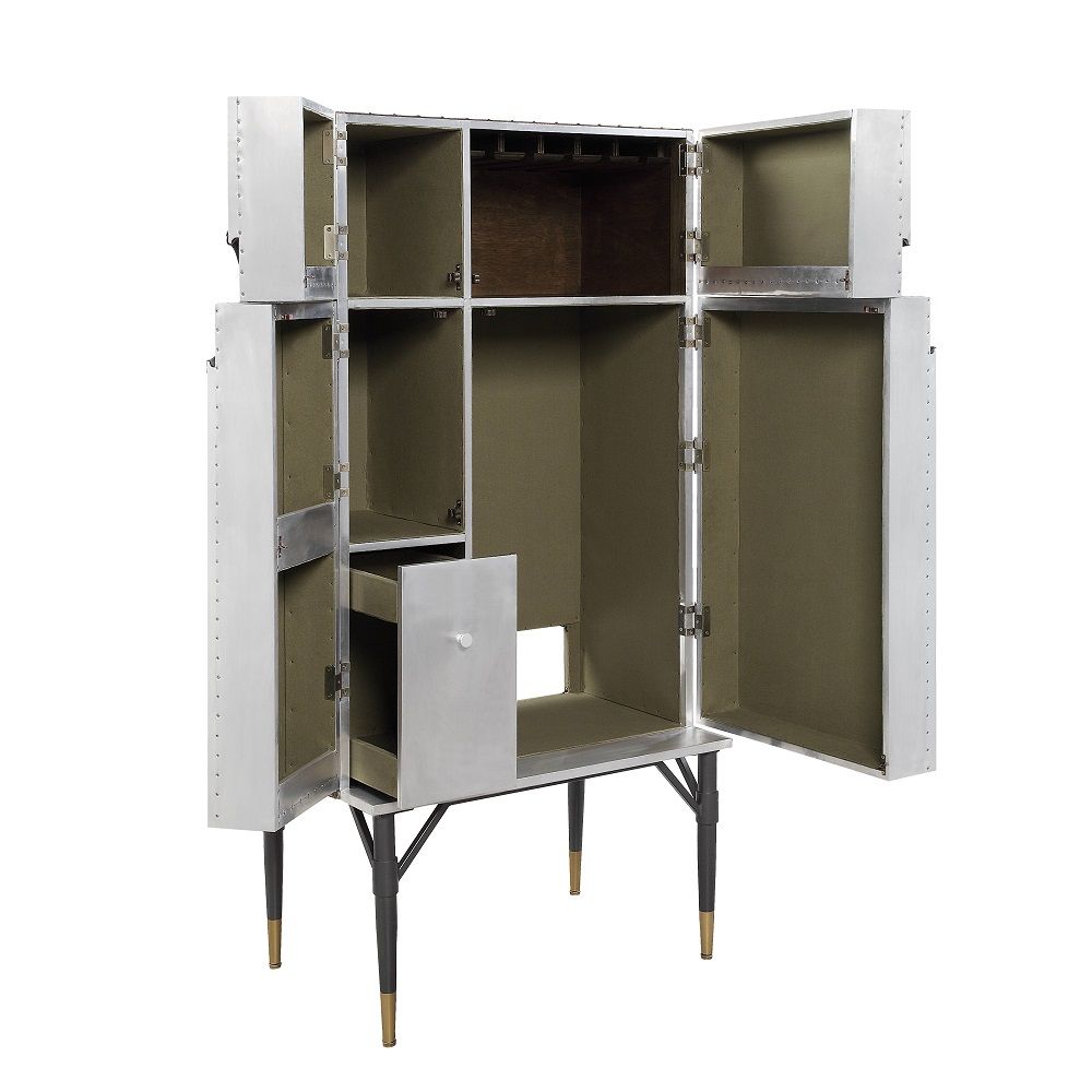 Yoela - Wine Cabinet - Leather & Aluminum, silver, view 5
