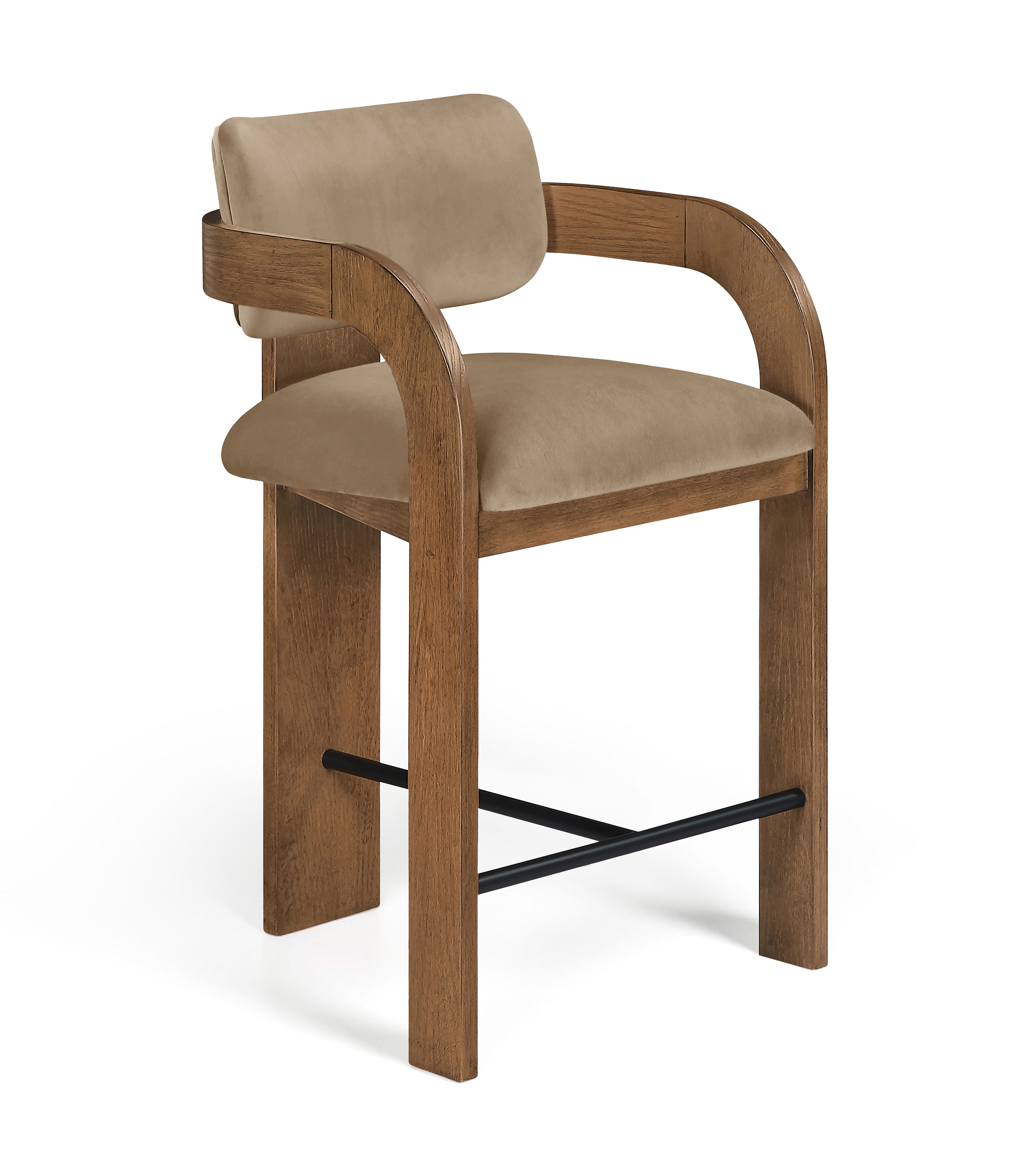 Cedra - Velvet Performance Fabric Upholstered Counter Stool - Beige