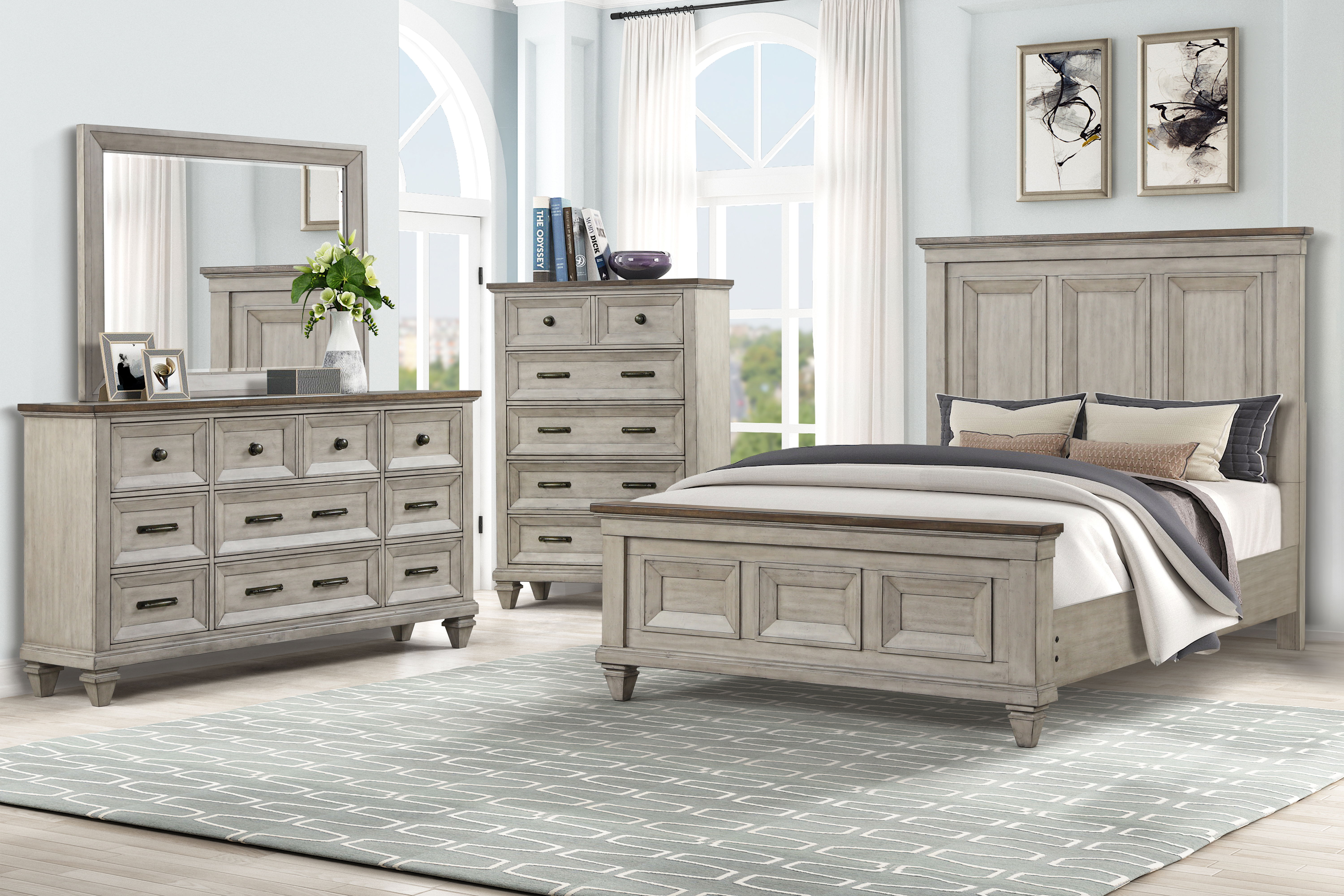 Mariana - 5/0 Queen 4 Piece Bedroom Set (Bed & Dresser & Mirror & Chest) - Gray
