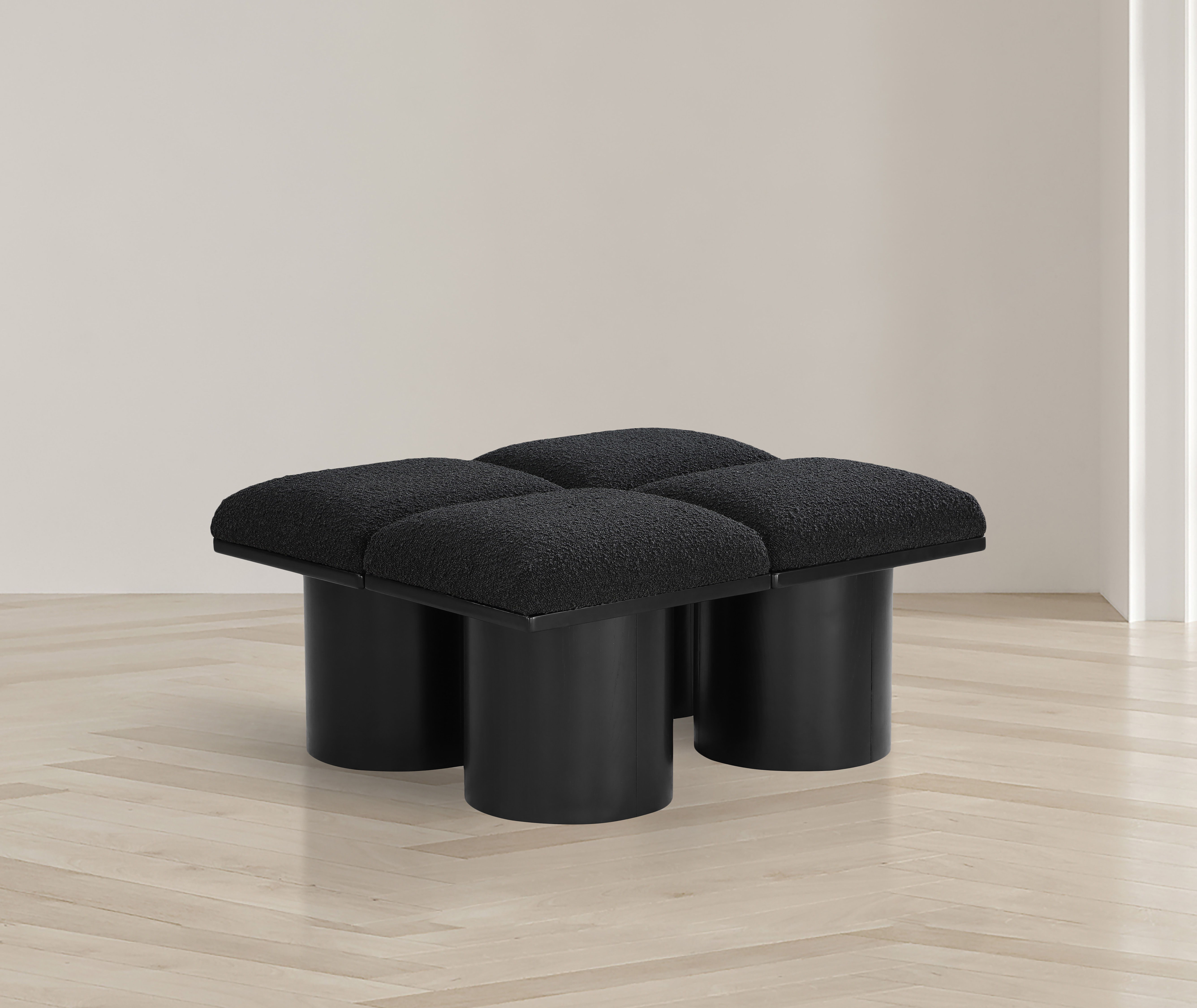 Pavilion - 36" 4 Piece Modular Bench With Black Base - Black