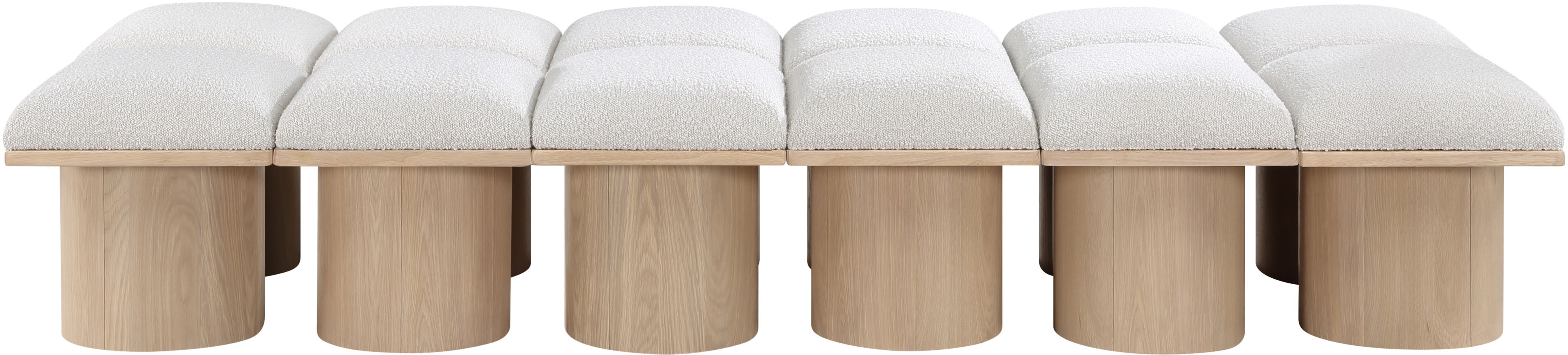 Pavilion - 93" 12 Piece Modular Bench With Natural Base - Cream