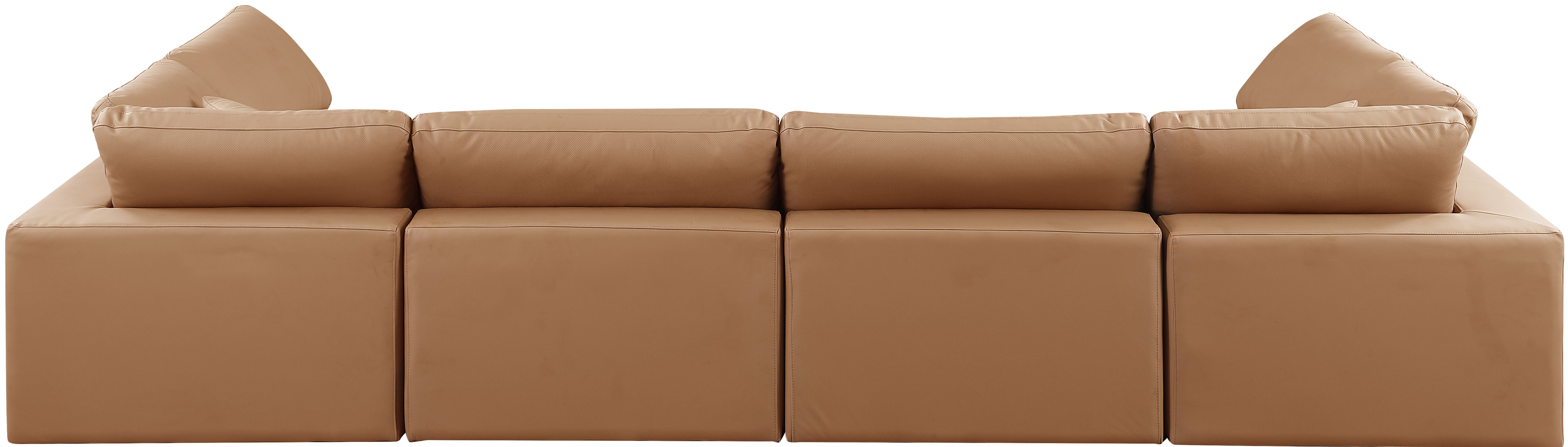Comfy - 6 Piece Faux Leather Modular Armless Sectional - Cognac