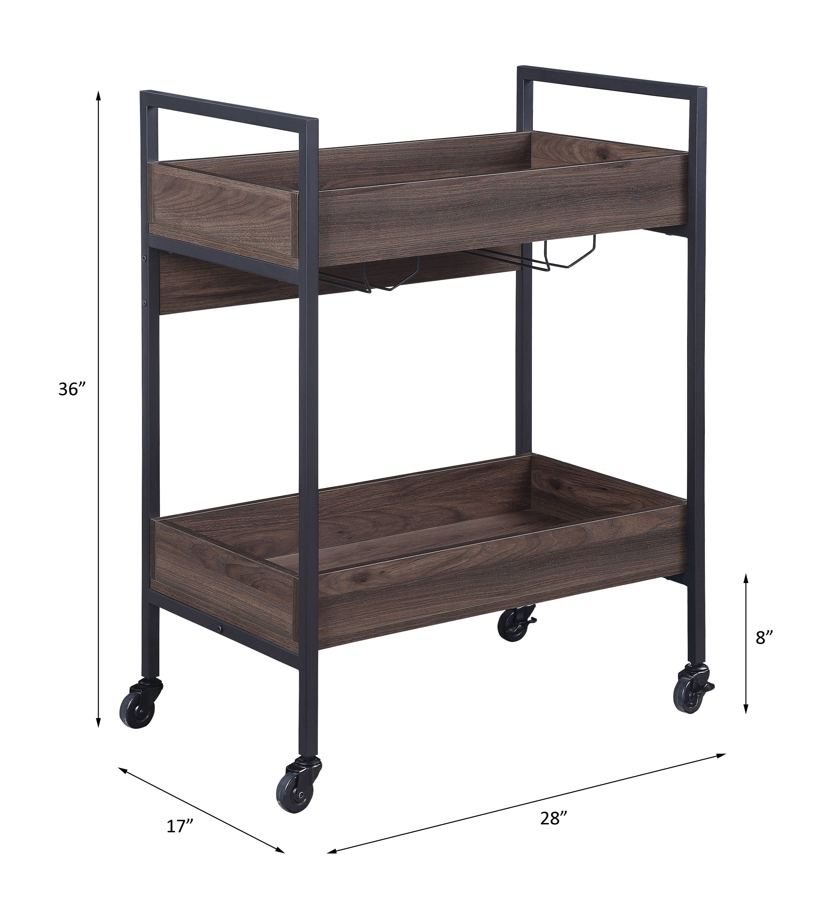 Jerrick - Serving Cart - Walnut & Black, dark brown, view 6