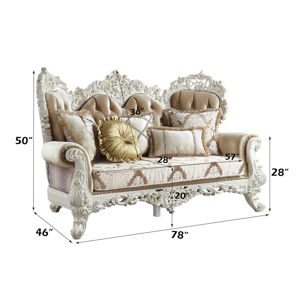 Vanaheim - Loveseat With 5 Pillows - Fabric & Antique White, white, view 6