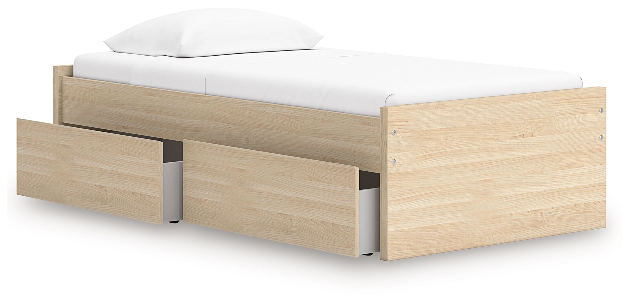 Onita - Twin Platform Bed With 1 Side Storage - Natural