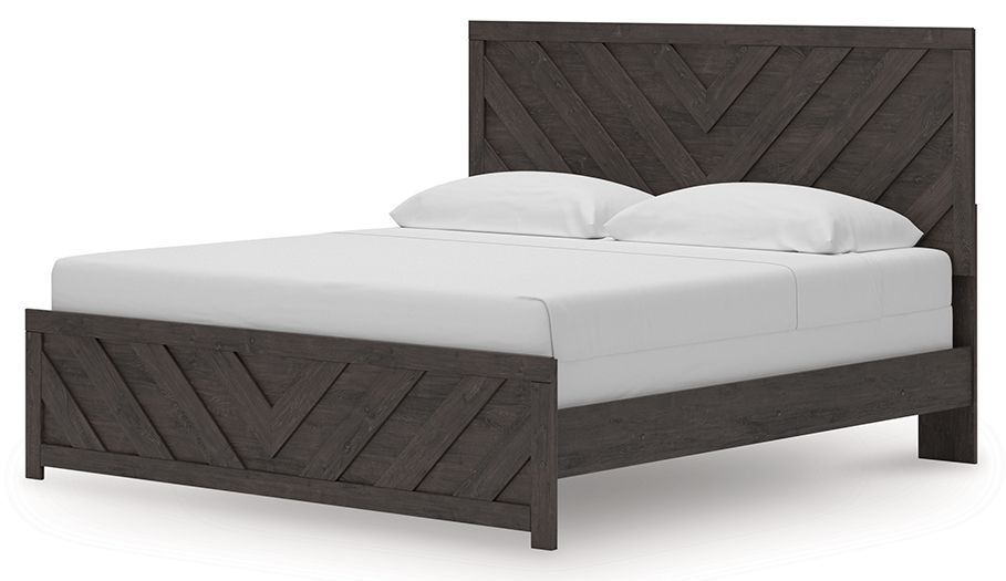 Ashley Furniture Prendonea - 5 Pc. - Dresser, Mirror, Chest, King Panel Bed - Charcoal - Image 9