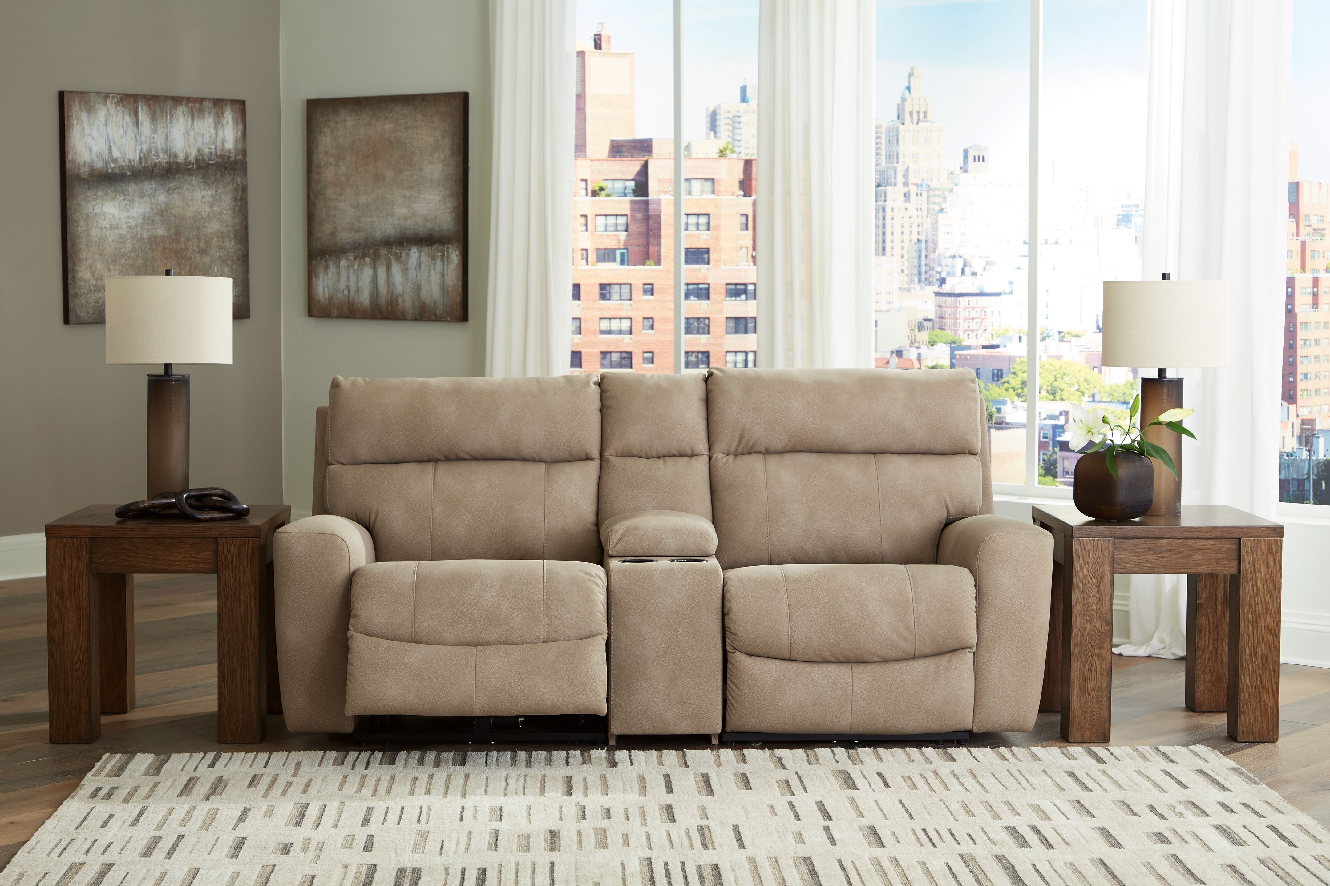 Ashley Furniture Next-Gen Durapella - 3-Piece Power Reclining Sectional Loveseat With Console - Sand - Image 5