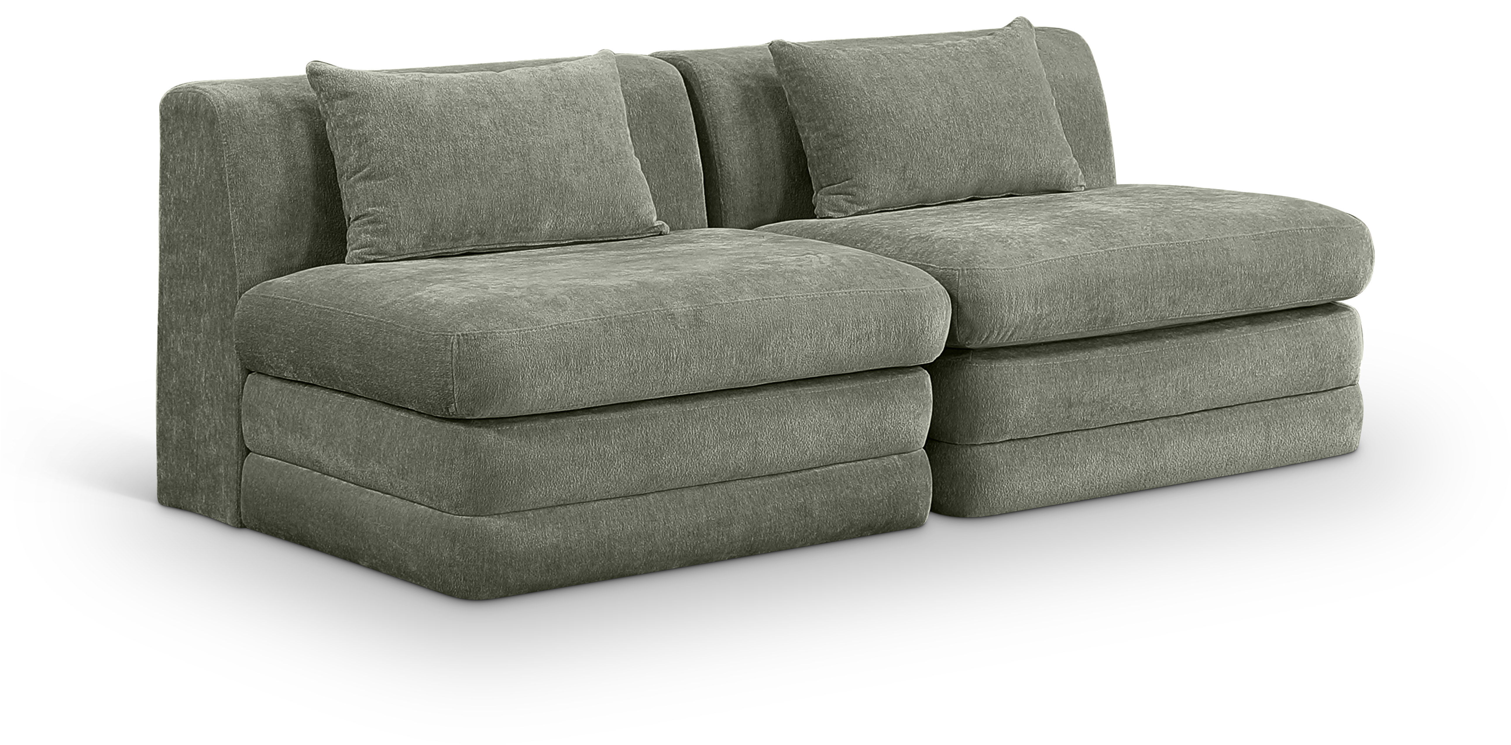 2 Pc · Chenille Fabric 76" Upholstered Modular Loveseat