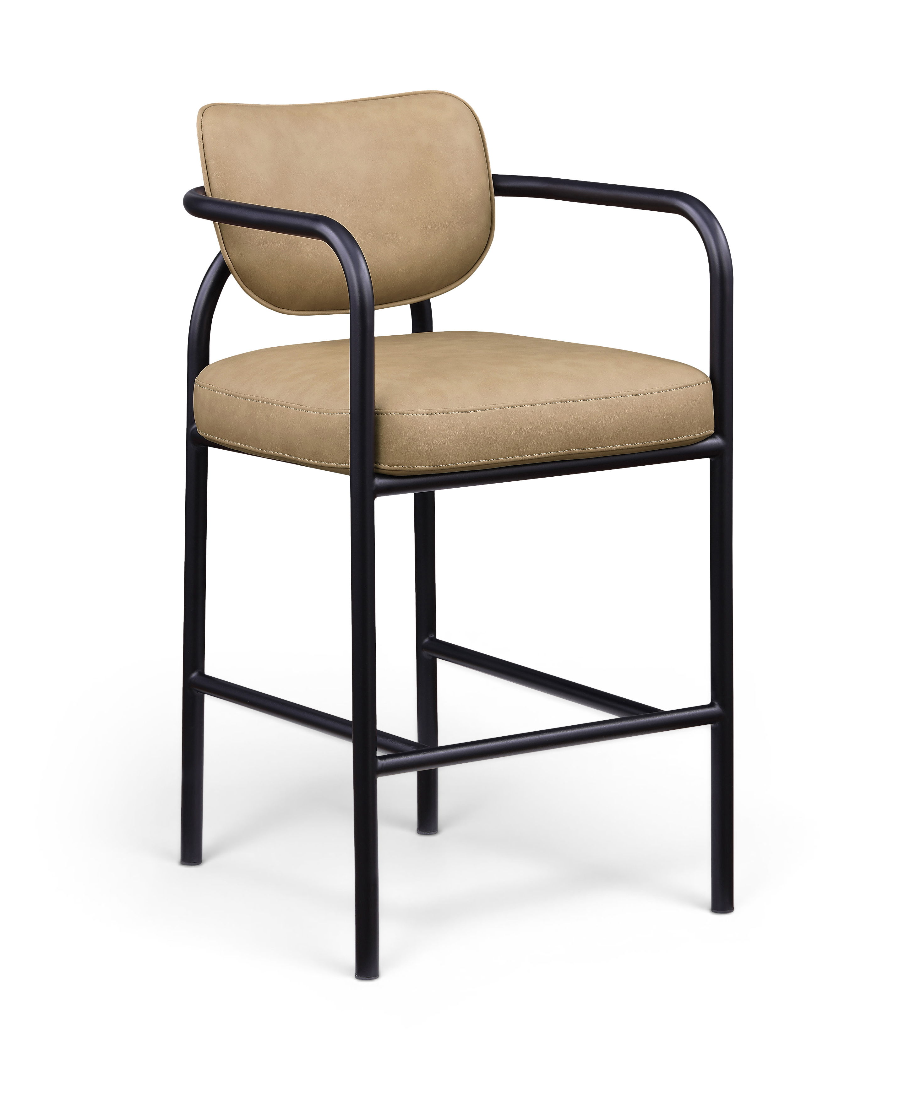 Serava - Vegan Leather Upholstered Bar Stool - Tan