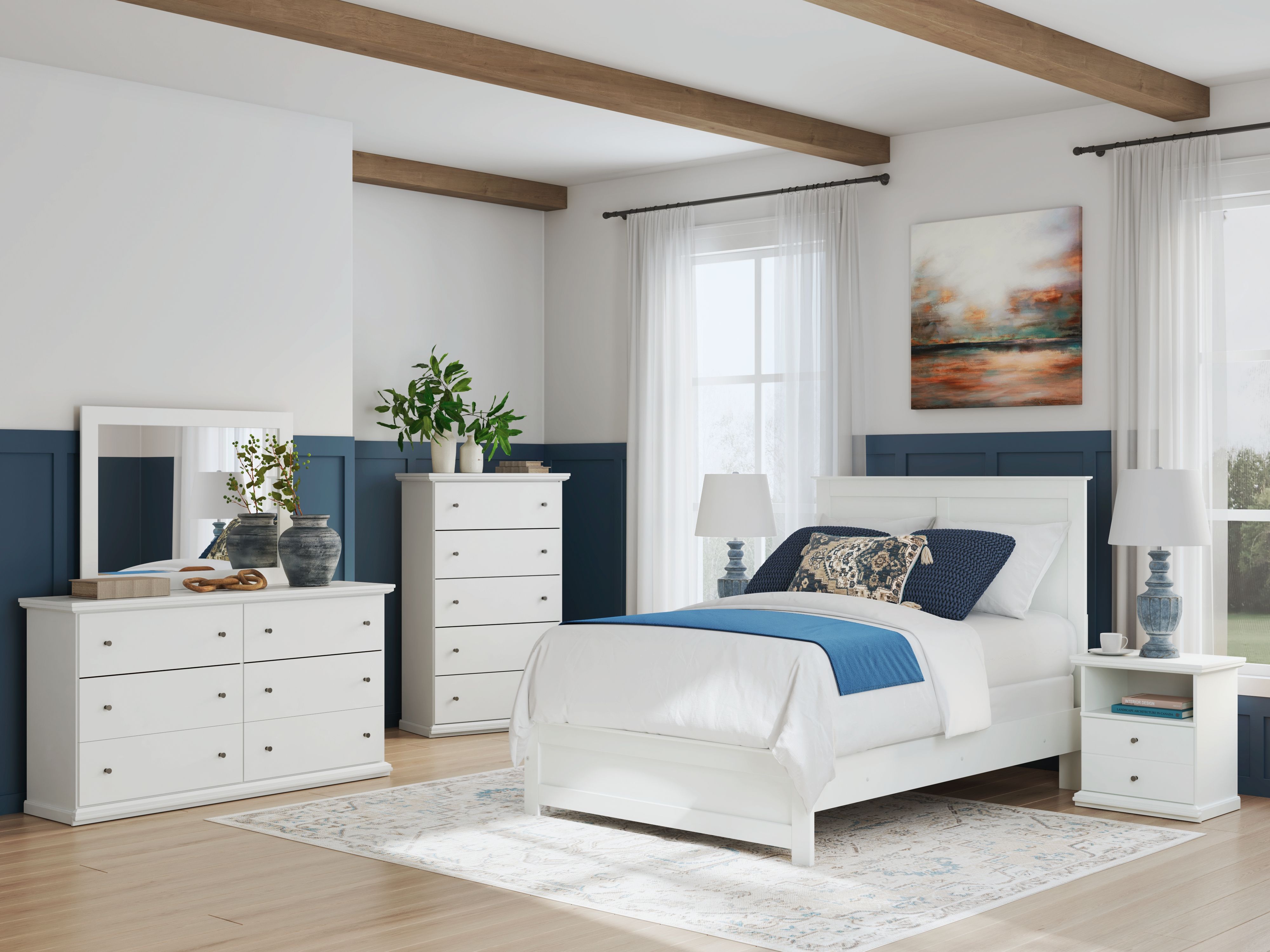 Full · 4 Pc · Dresser, Mirror, Full Panel Bed With Framed Footboard