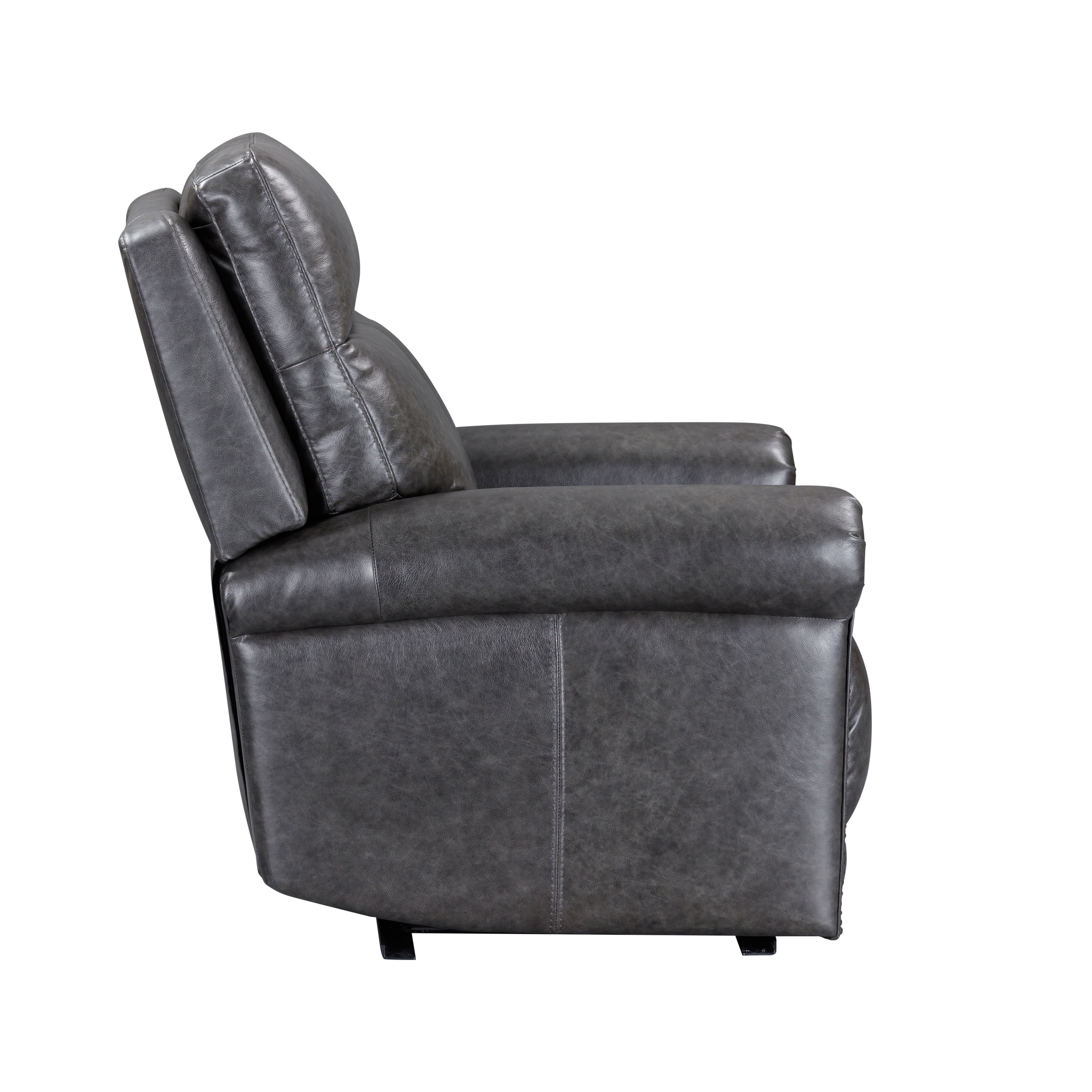 Alexander - Power Recliner With Power Headrest & Lumbar - Weathered Stone Gray, dark gray, view 4