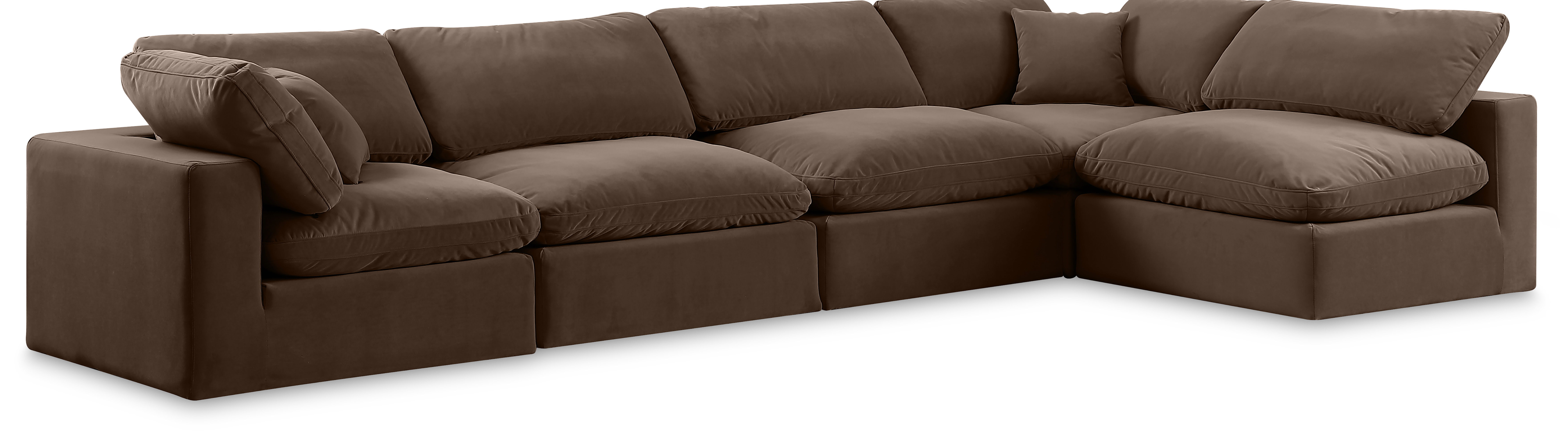 Comfy - 5 Piece Velvet Modular Sectional - Dark Brown