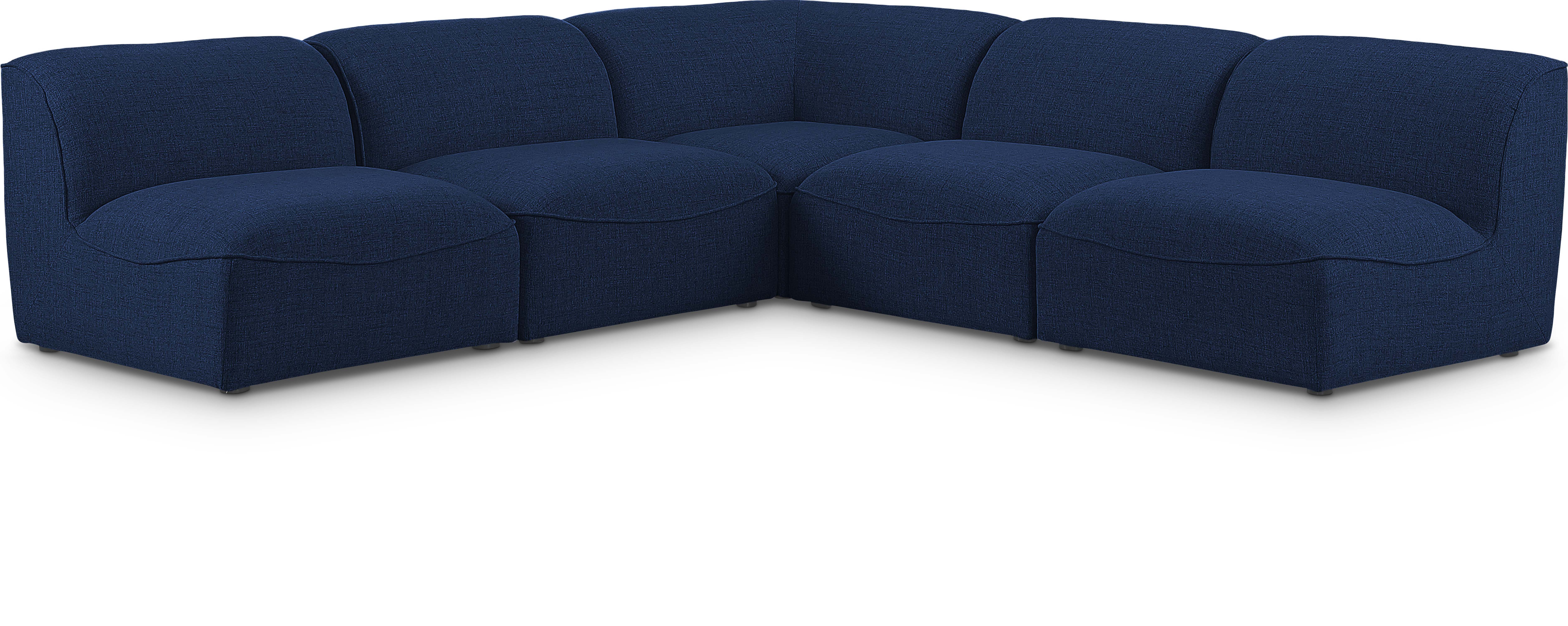 Miramar - 5 Piece Modular Corner Armless Sectional - Navy
