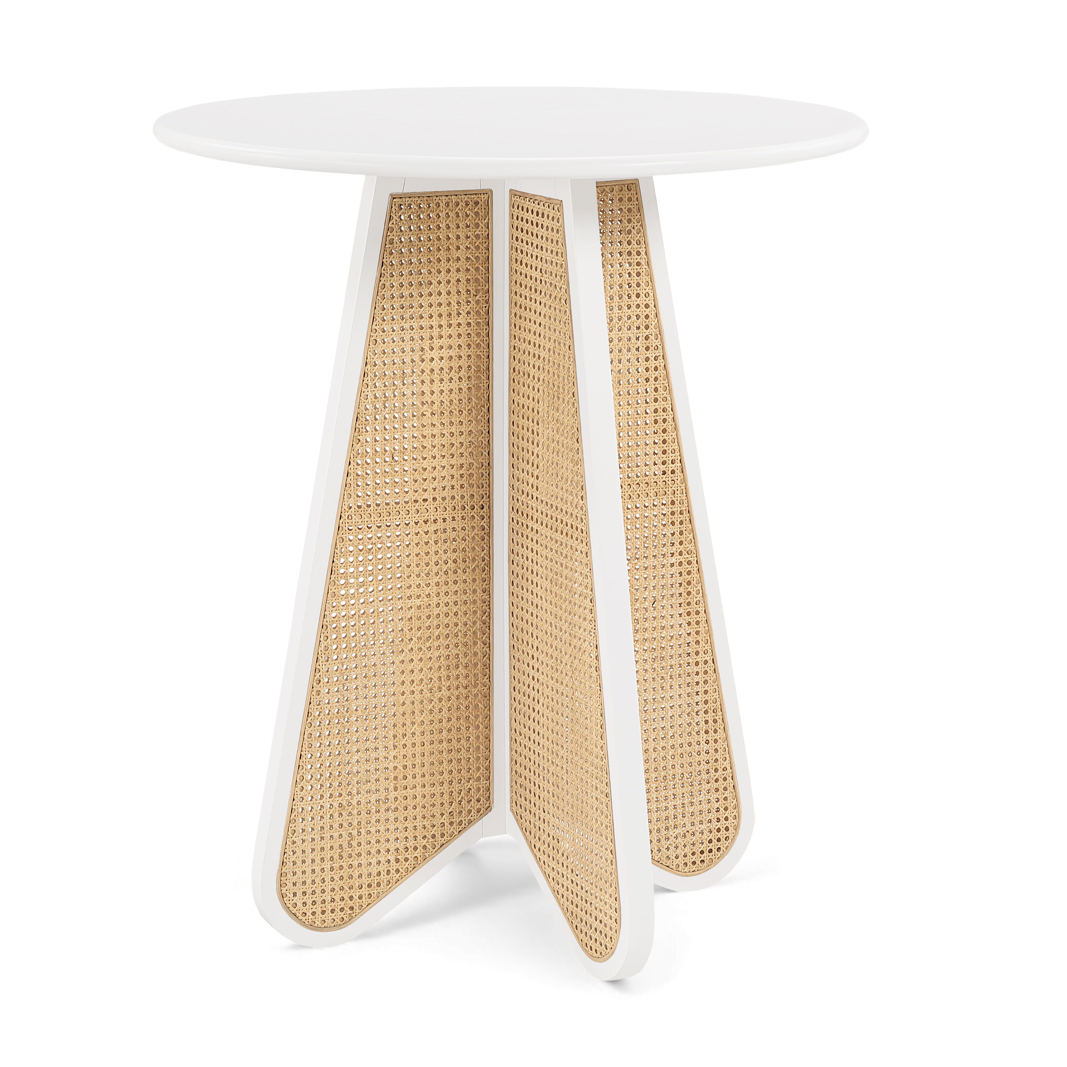 Butterfly - Solid Wood And Natural Cane Bar Height Table - White / Natural