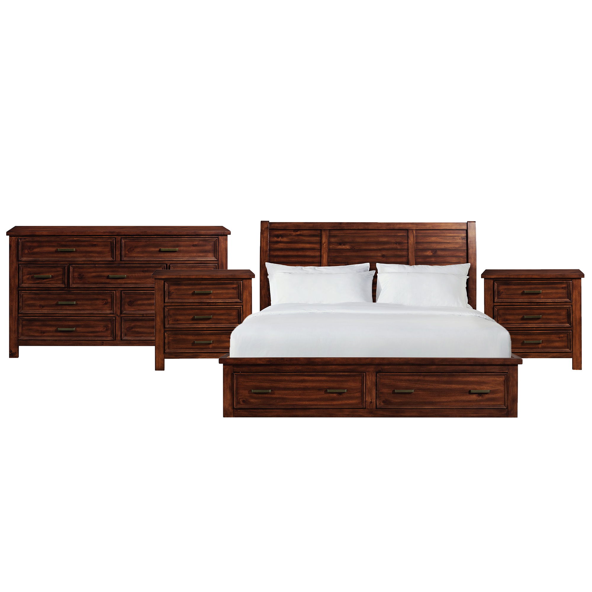 King · 4 Pc · Bedroom Set With 2 Nightstands & Dresser