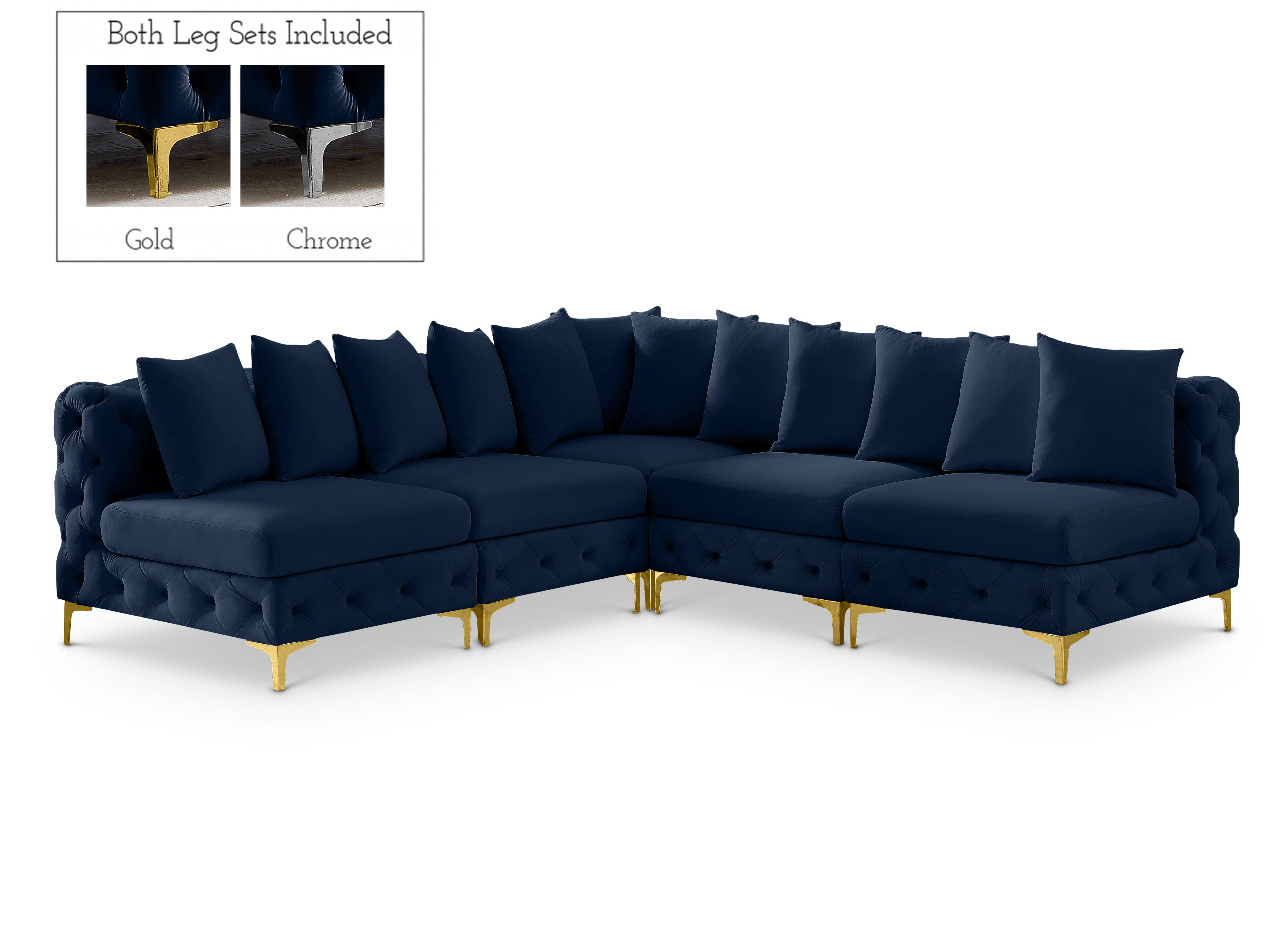 Tremblay - 5 Piece Modular Corner Armless Sectional - Navy
