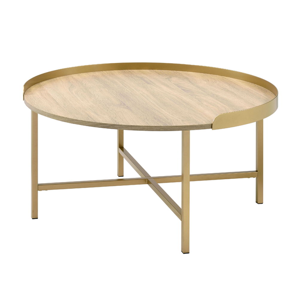Mithea - Coffee Table - Oak & Gold, gold, view 2