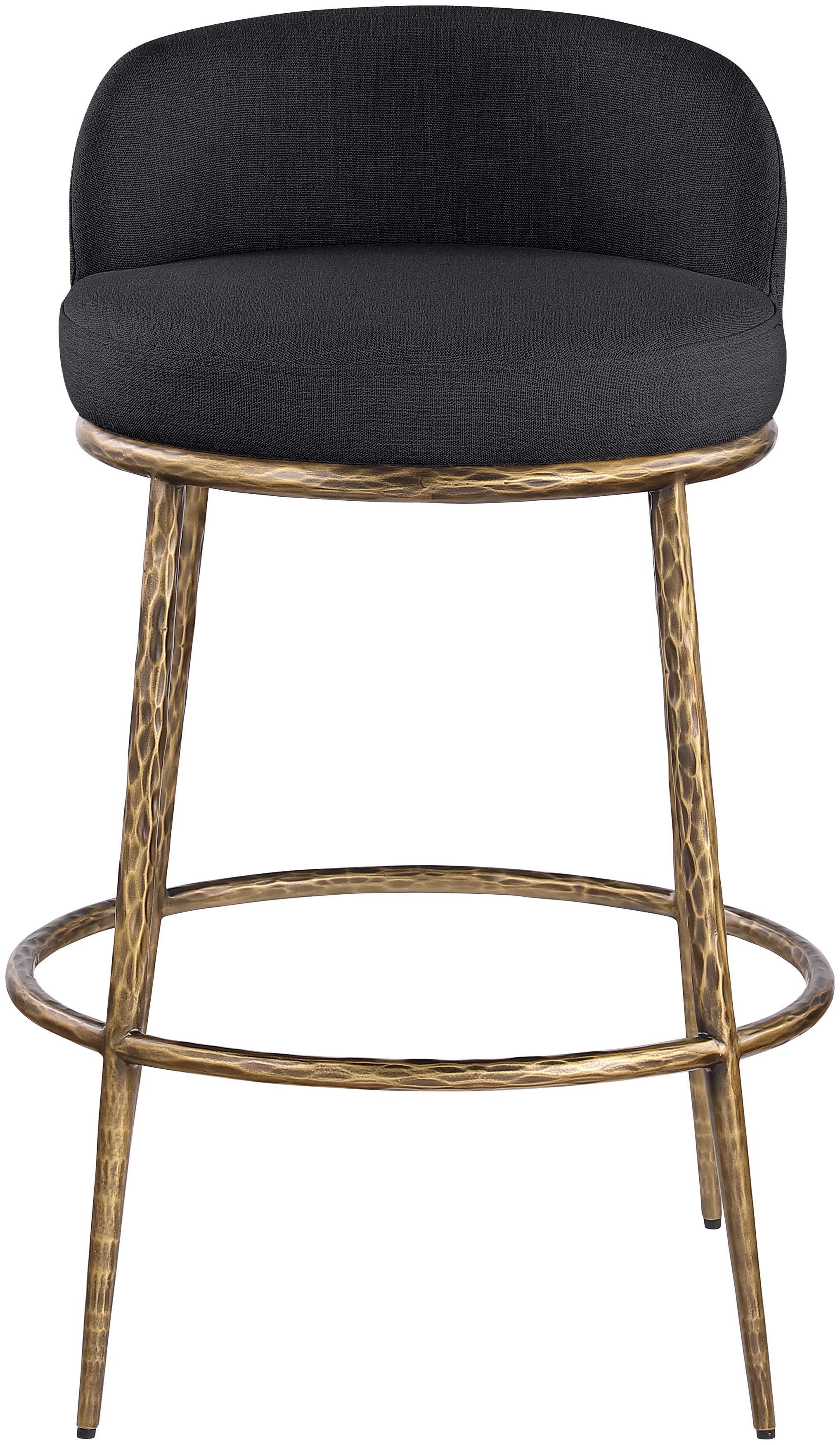 Ferro - Performance Fabric Upholstered Bar Stool - Black / Antique Brass