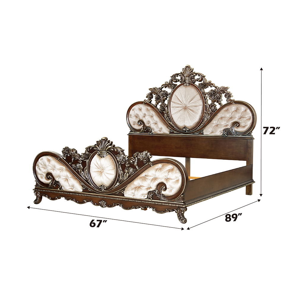 Devany - Queen Bed - Cream Fabric & Cherry, beige, view 6