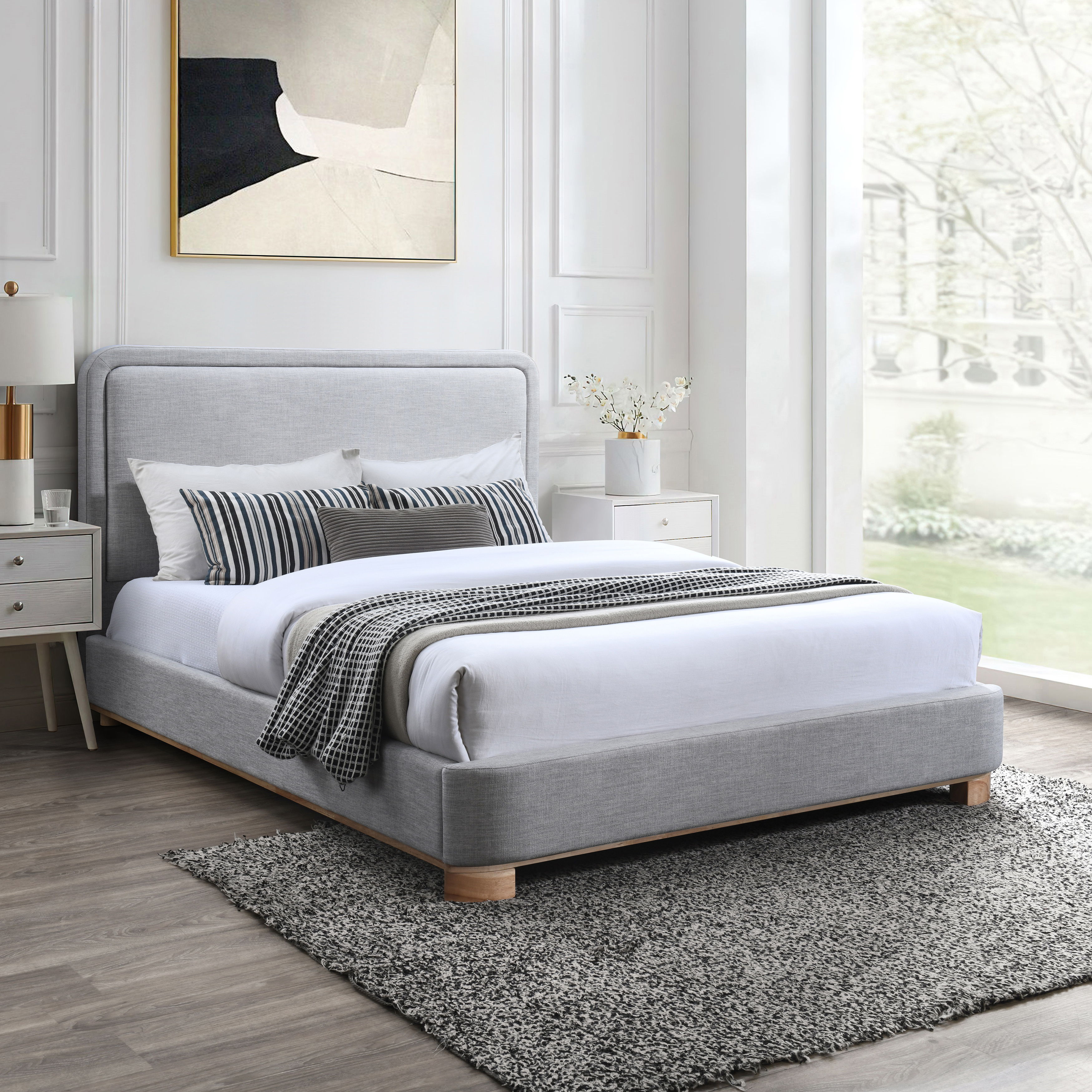 Nolita - Queen Bed With Natural Base - Gray