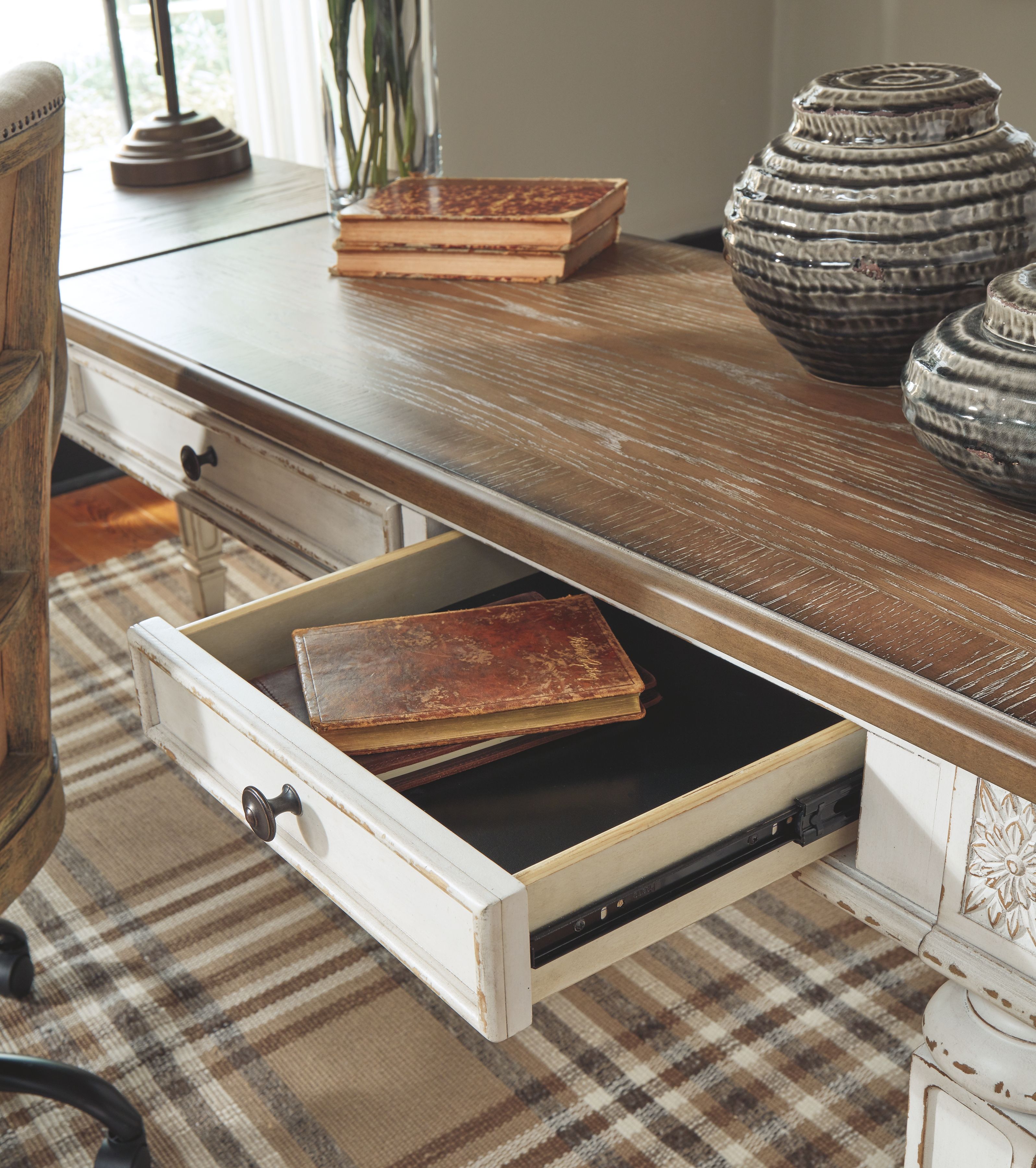 Ashley Furniture Realyn - Home Office Lift Top Desk - White / Brown - Image 10