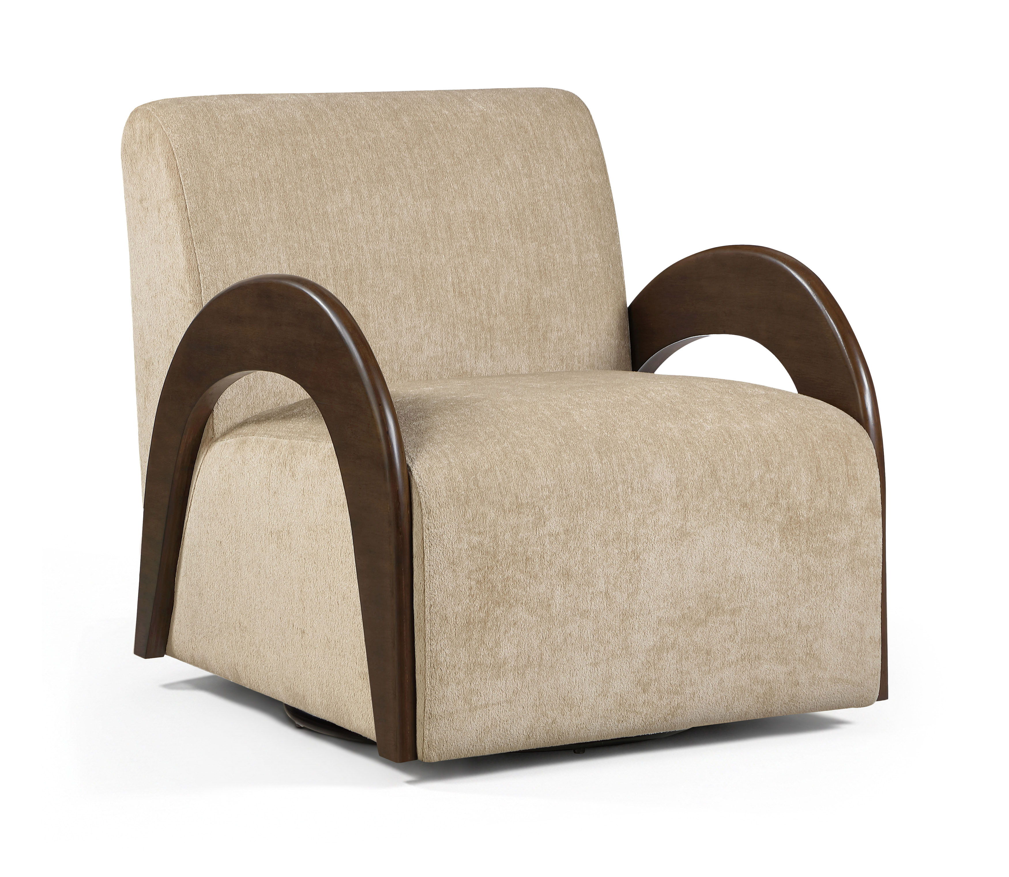Neria - Chenille Fabric Upholstered Swivel Accent Chair - Beige