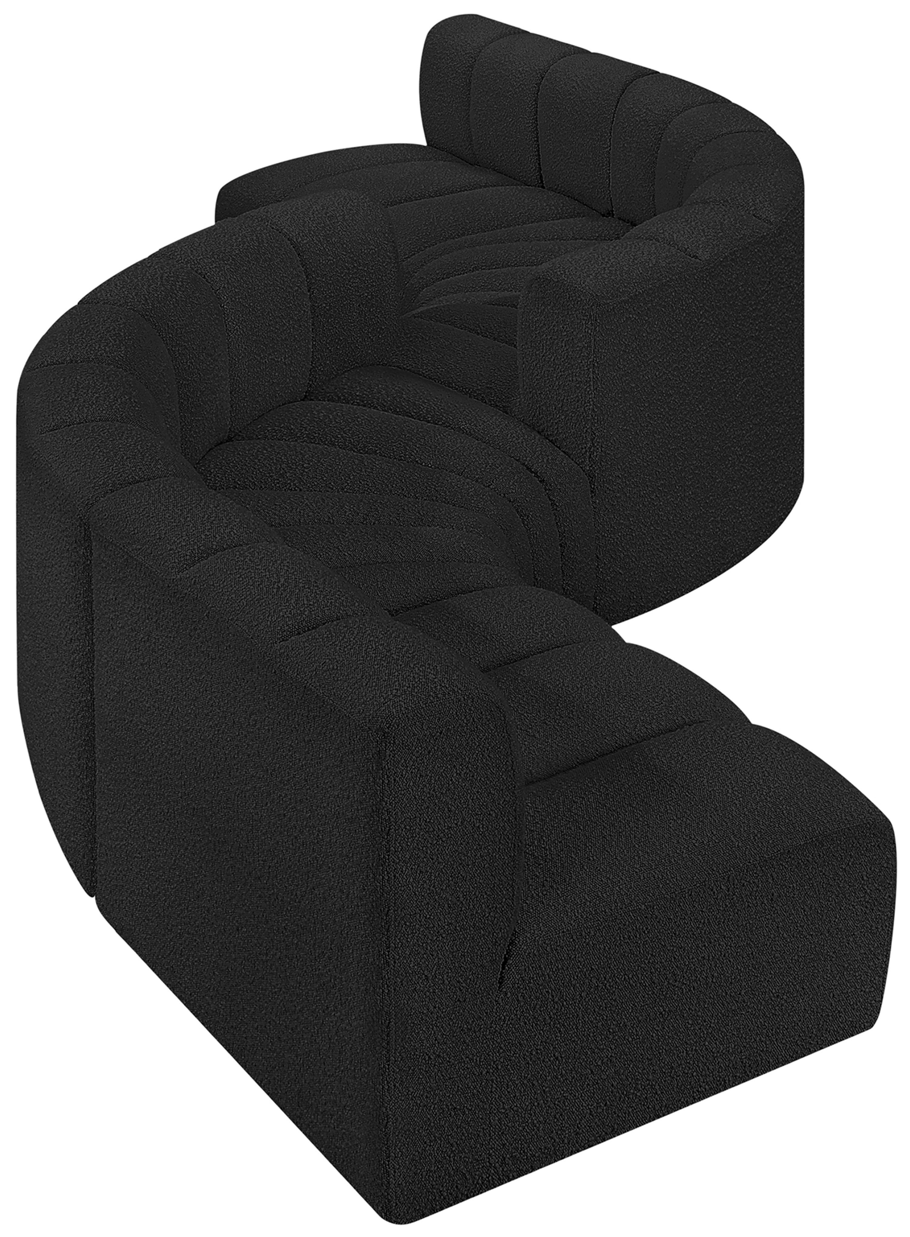 Arc - Boucle Fabric 6 Piece Modular Sofa - Black