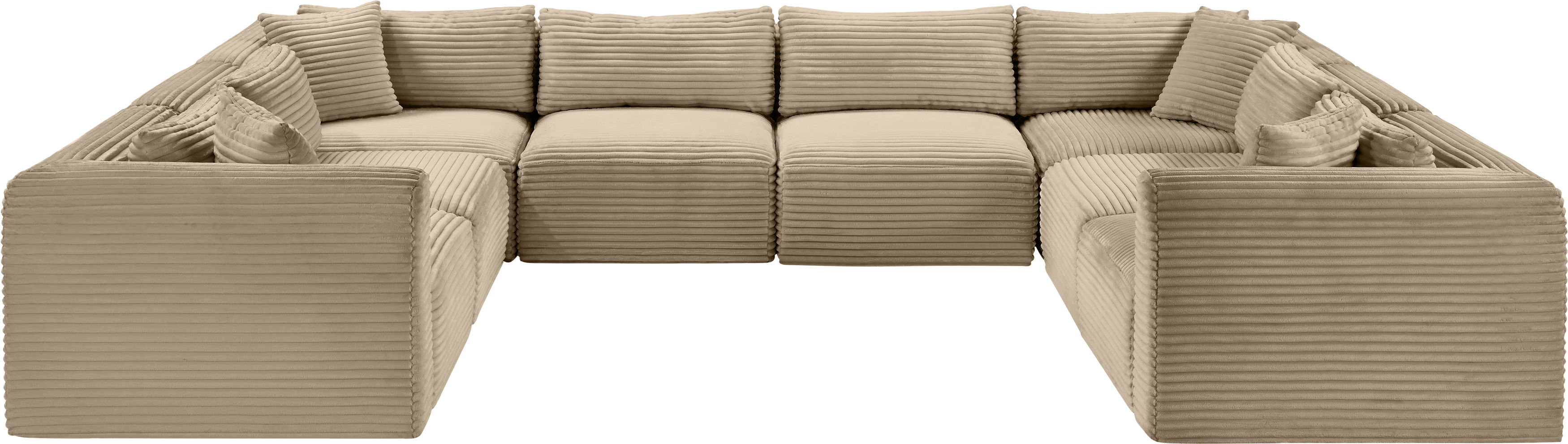 Shaggy - 8 Piece Modular U-Shaped Sectional - Taupe