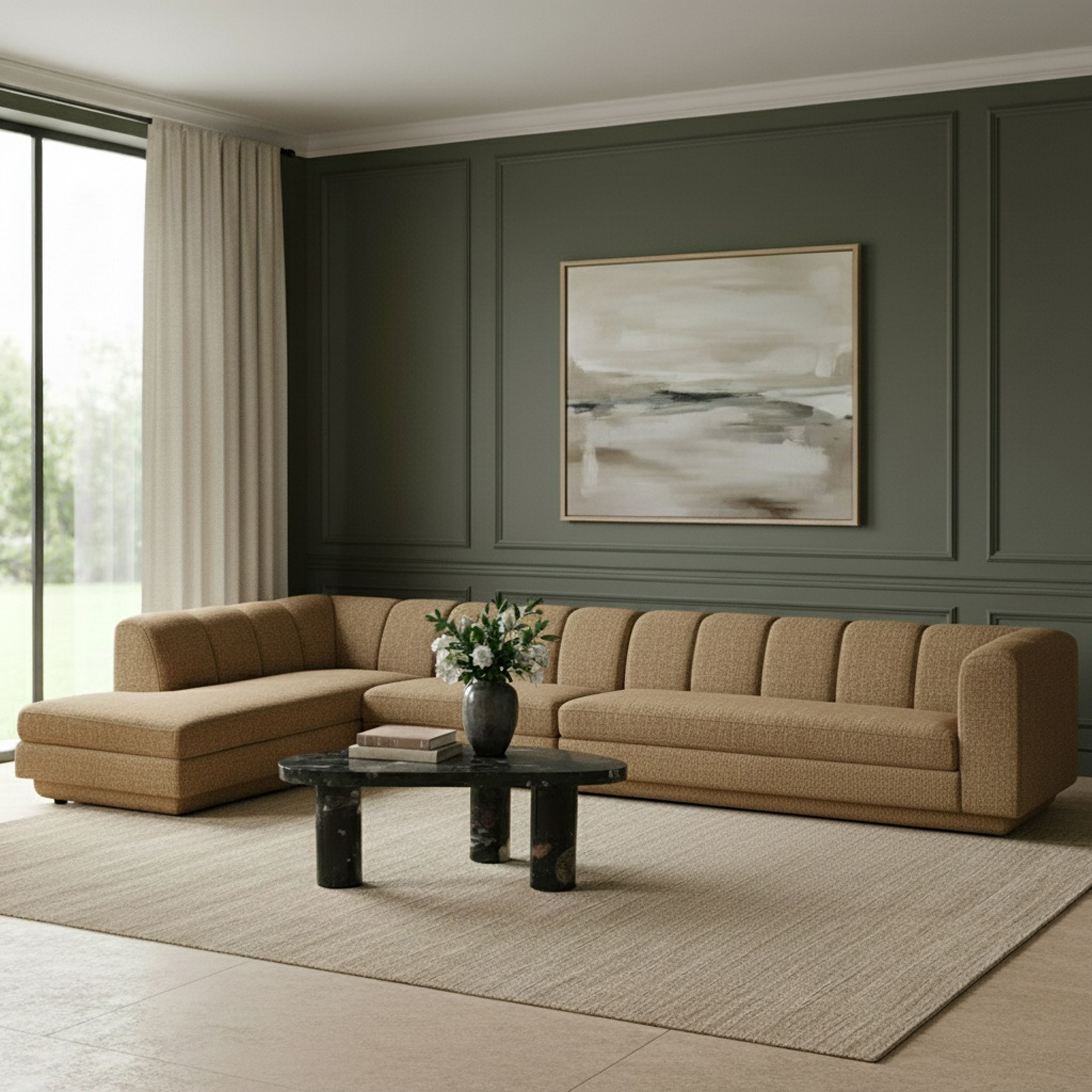 Modari - Fabric Upholstered 3 Piece LAF Modular Sectional - Brown